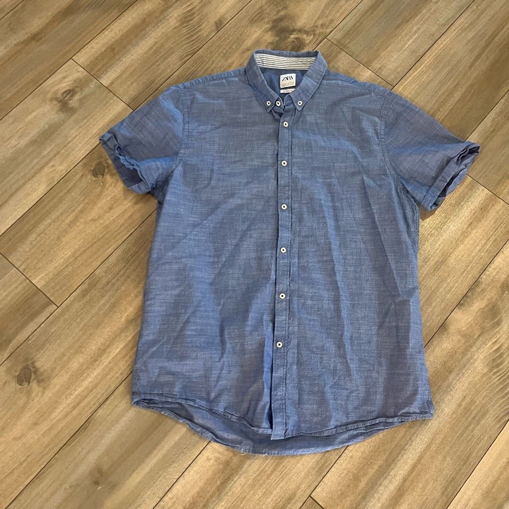 Zara Zara Light Blue Casual Buttonup Shirt Men XL Bin K-46 Size US XL / EU 56 / 4 - 1 Thumbnail