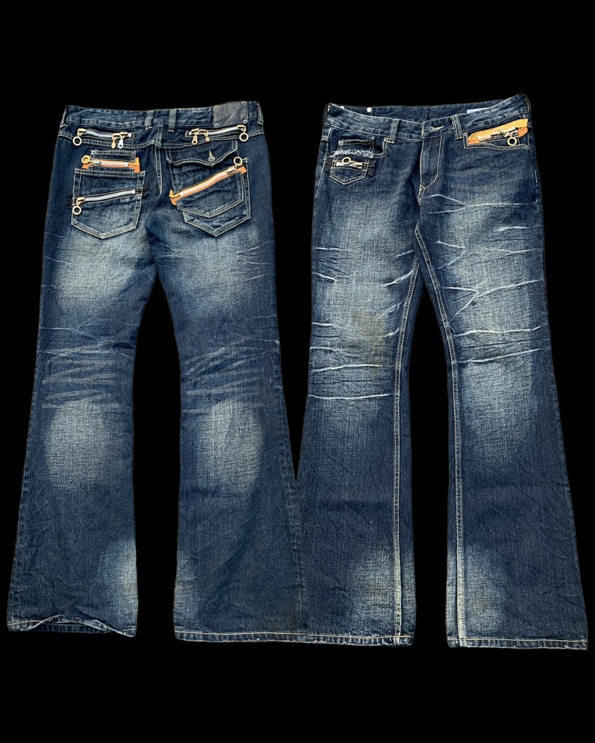 Le Grande Bleu (L.G.B.) 🖤BLACFRIDAY🖤Semantic multi zipper flared jeans LGB STYLE Size US 34 / EU 50 - 1 Thumbnail
