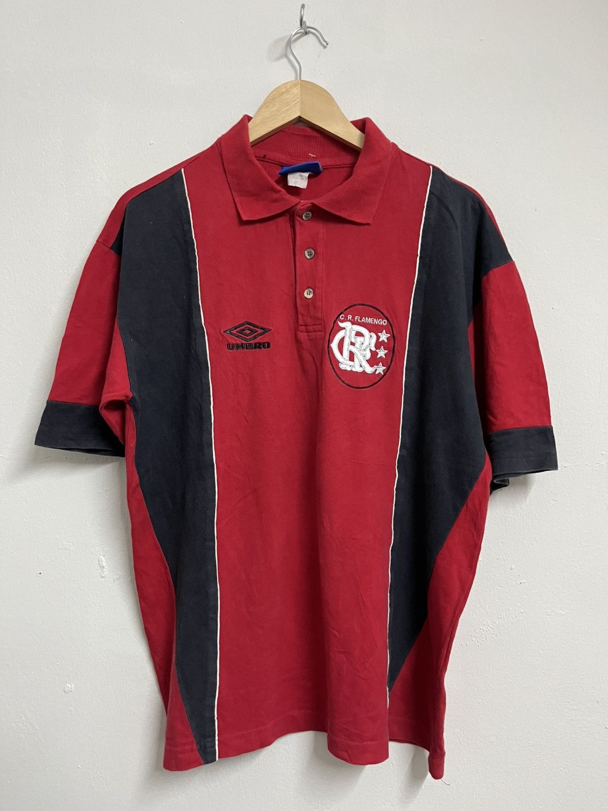 All Sport 💥Vintage 90s CR FLAMENGO Brazil Cotton Polo Size US L / EU 52-54 / 3 - 1 Thumbnail