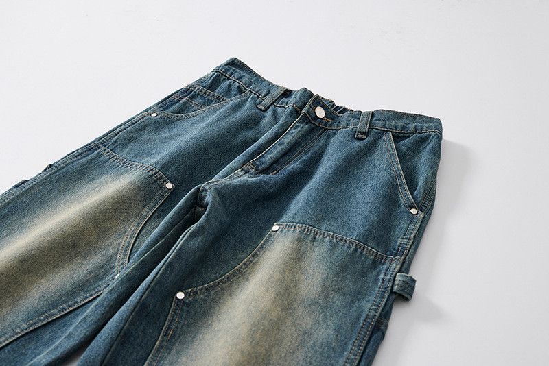 Vintage American retro washed patchwork distressed jeans for men Size US 32 / EU 48 - 3 Thumbnail