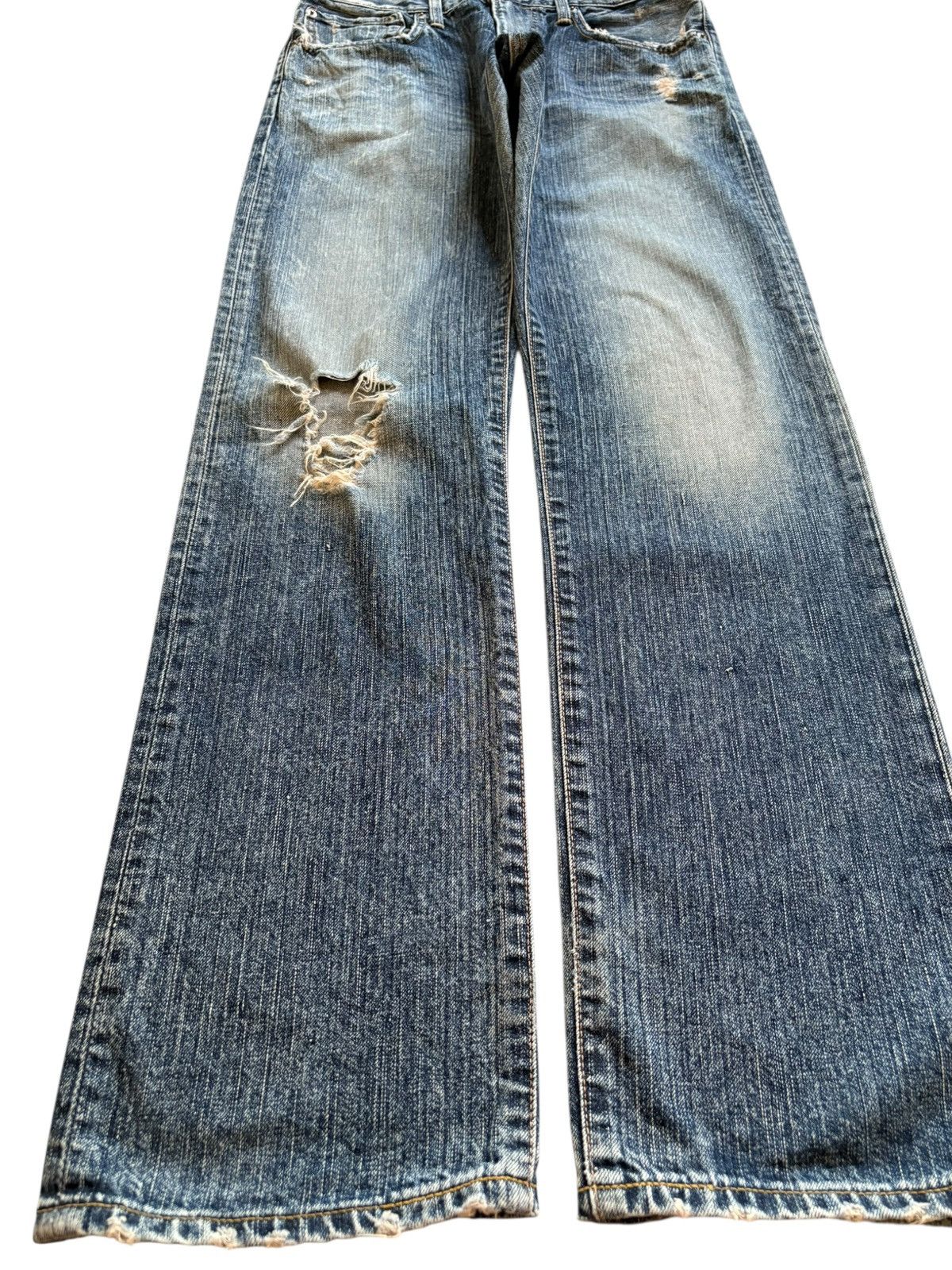 Edwin Vintage Edwin 503 Mud Wash Distressed Ripped Loose Jeans Size US 30 / EU 46 - 6 Thumbnail