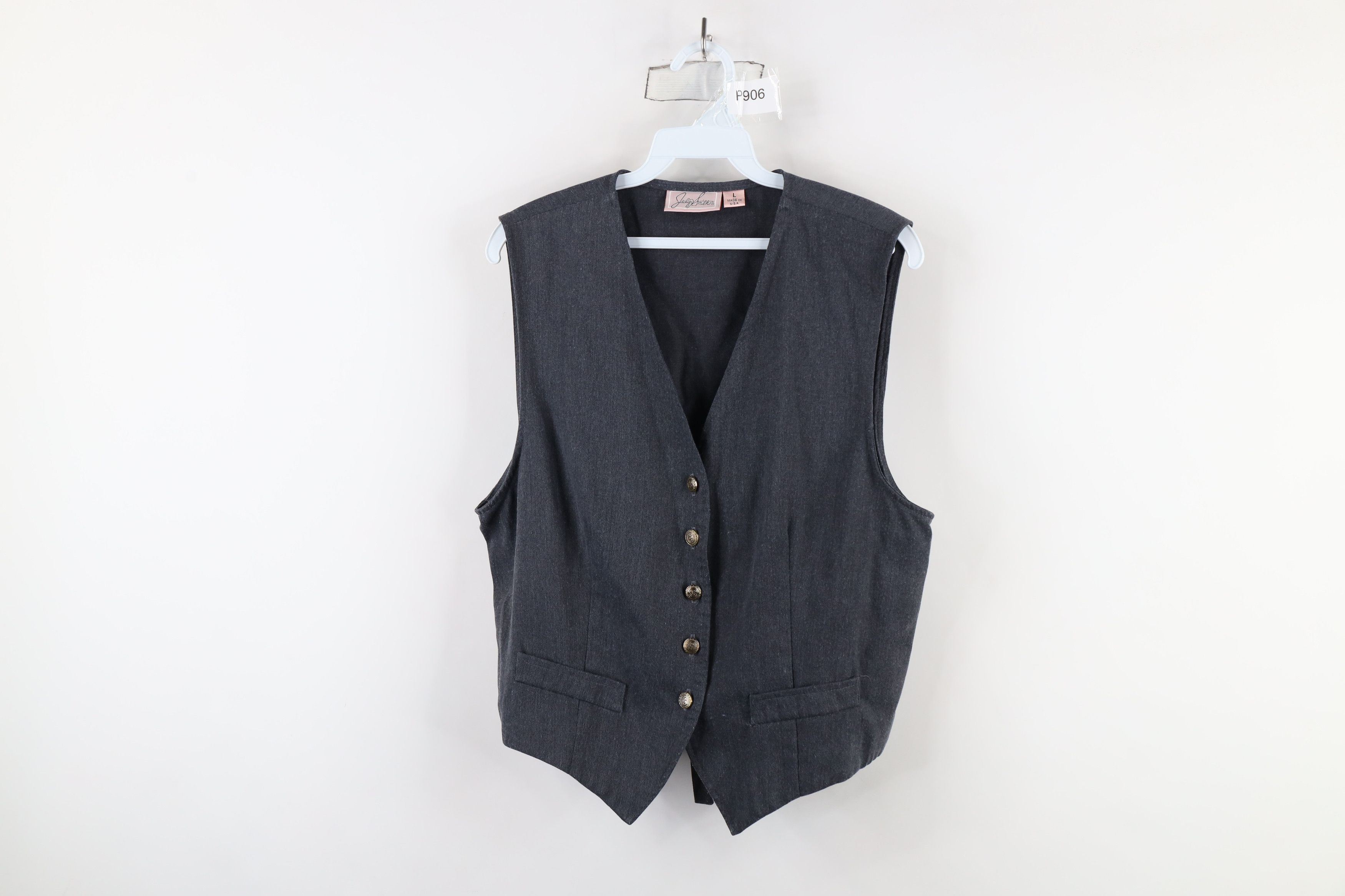 Vintage Vintage 90s Streetwear Buckle Back Vest Jacket Gray USA Size L / US 10 / IT 46 - 1 Thumbnail