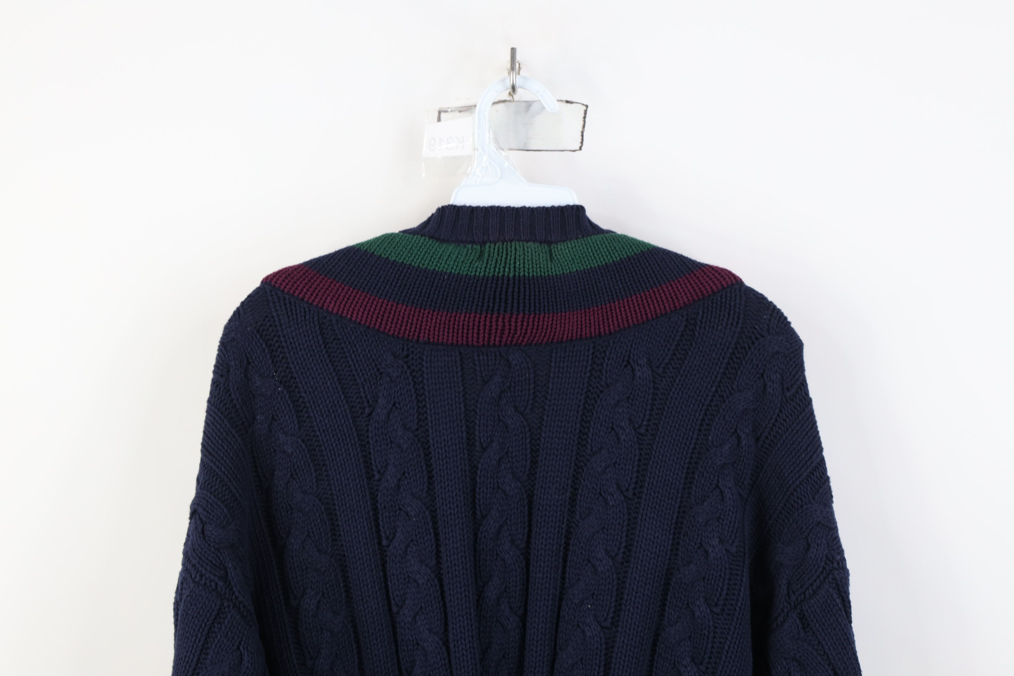 Vintage Vintage 90s Dapper Heavy Chunky Cable Knit V-Neck Sweater Size US L / EU 52-54 / 3 - 9 Thumbnail