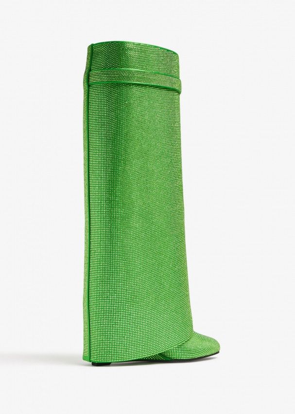 Givenchy o1srvl11e1224 Shark Lock Boots In Satin Strass in Green Size US 7 / IT 37 - 2 Thumbnail