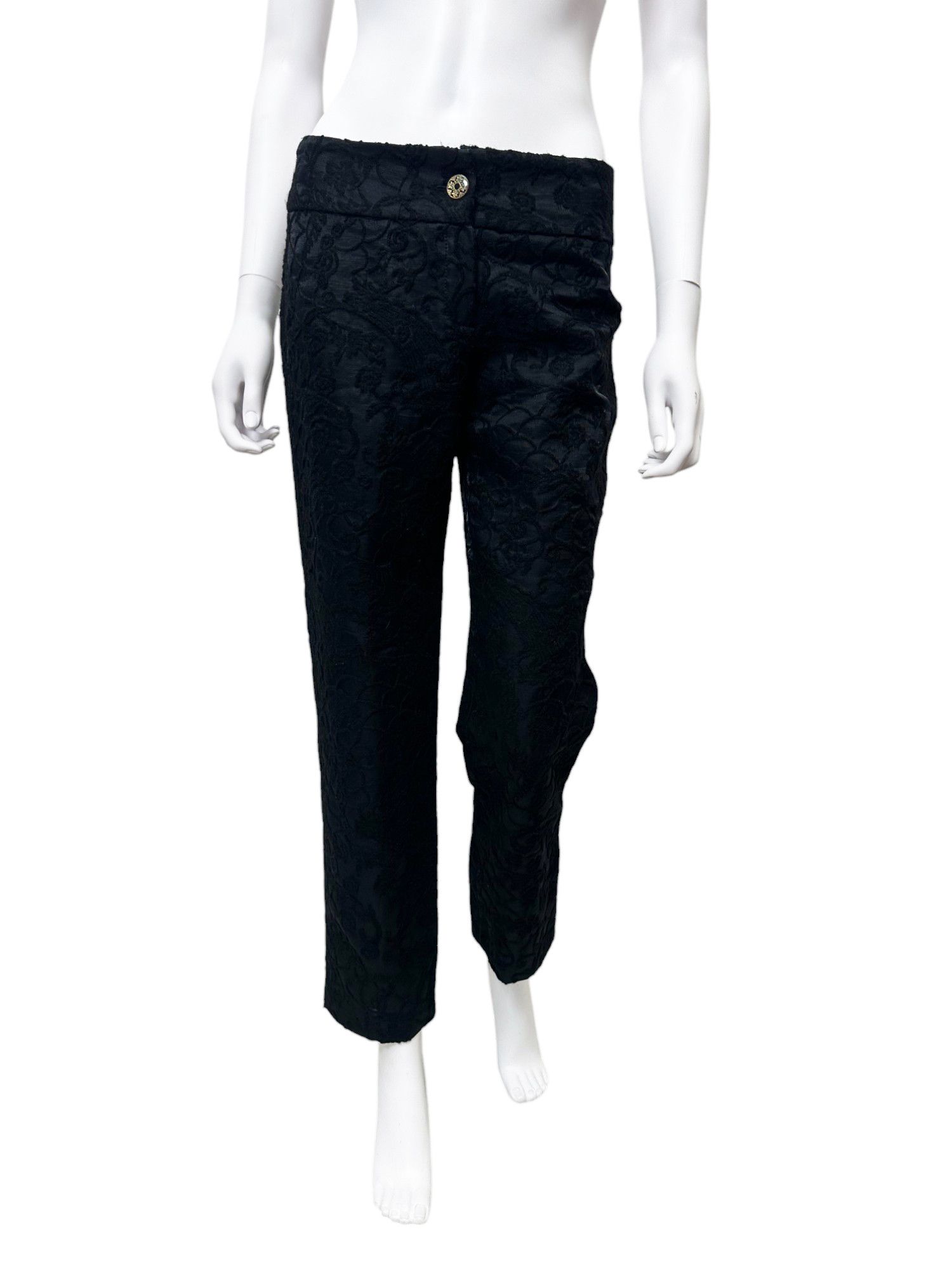 Roberto Cavalli Black Floral Knitted Mohair Pants Size 30" / US 8 / IT 44 - 1 Thumbnail