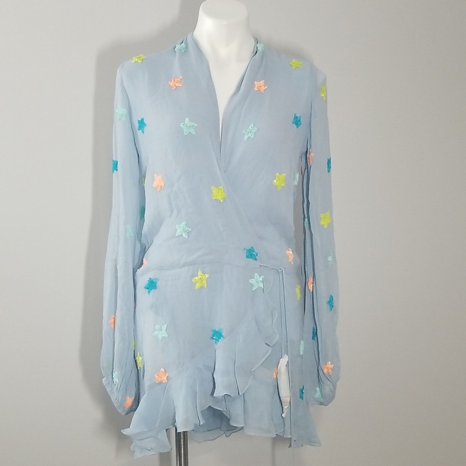 Rococo Sand NWT ROCOCO SAND Georgette Tunic Mini Dress In Blue Size S / US 4 / IT 40 - 3 Thumbnail