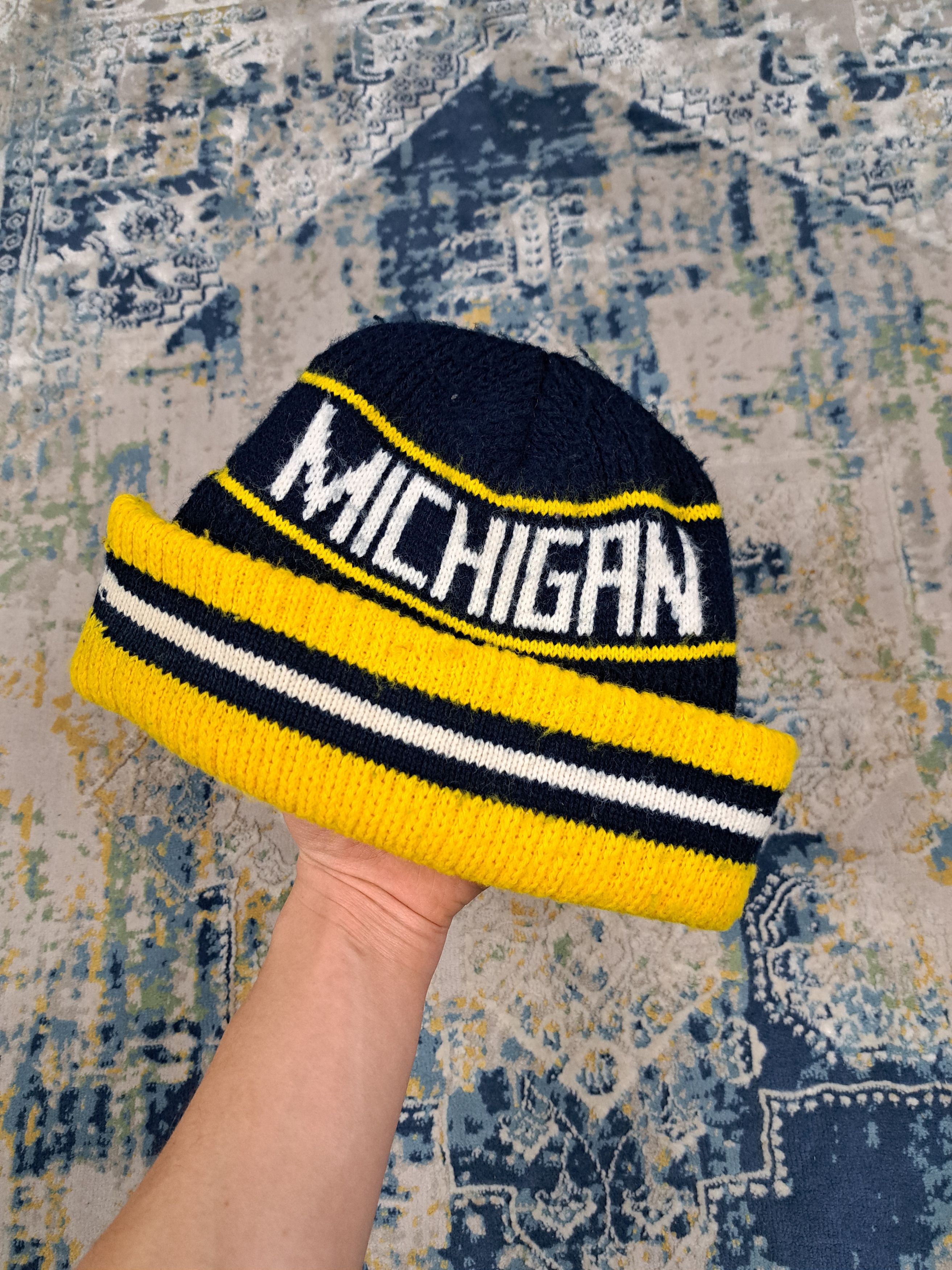 NCAA Vintage USA Made Michigan Wolverines NCAA Winted Hat Beanie Size ONE SIZE - 2 Thumbnail