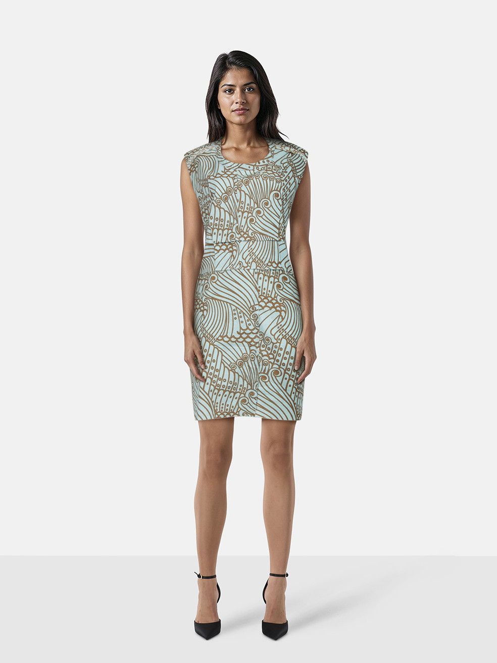 Marni Blue & Brown Pattern Dress Size M / US 6-8 / IT 42-44 - 1 Thumbnail