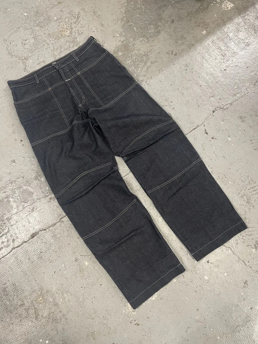 Marithe + Francois Girbaud 1990s Marithé + François Girbaud Navy Brut Large Denim Structured Jeans Size US 34 / EU 50 - 12 Thumbnail