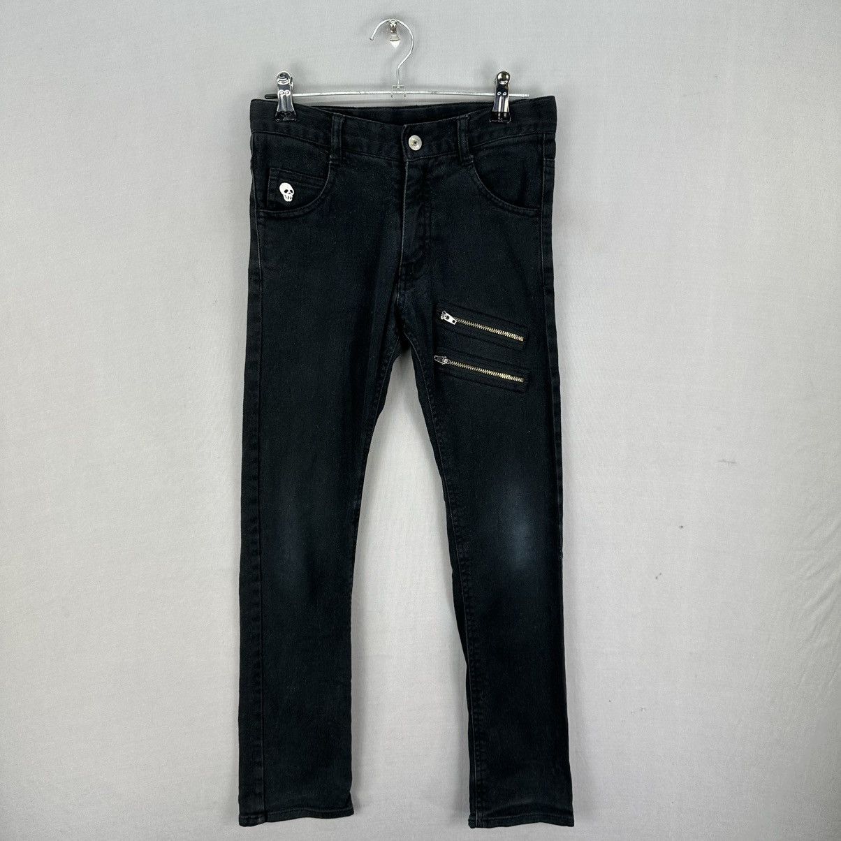 Vintage 90's Rad Custom Skinny Jeans Skull and Britain Flag
