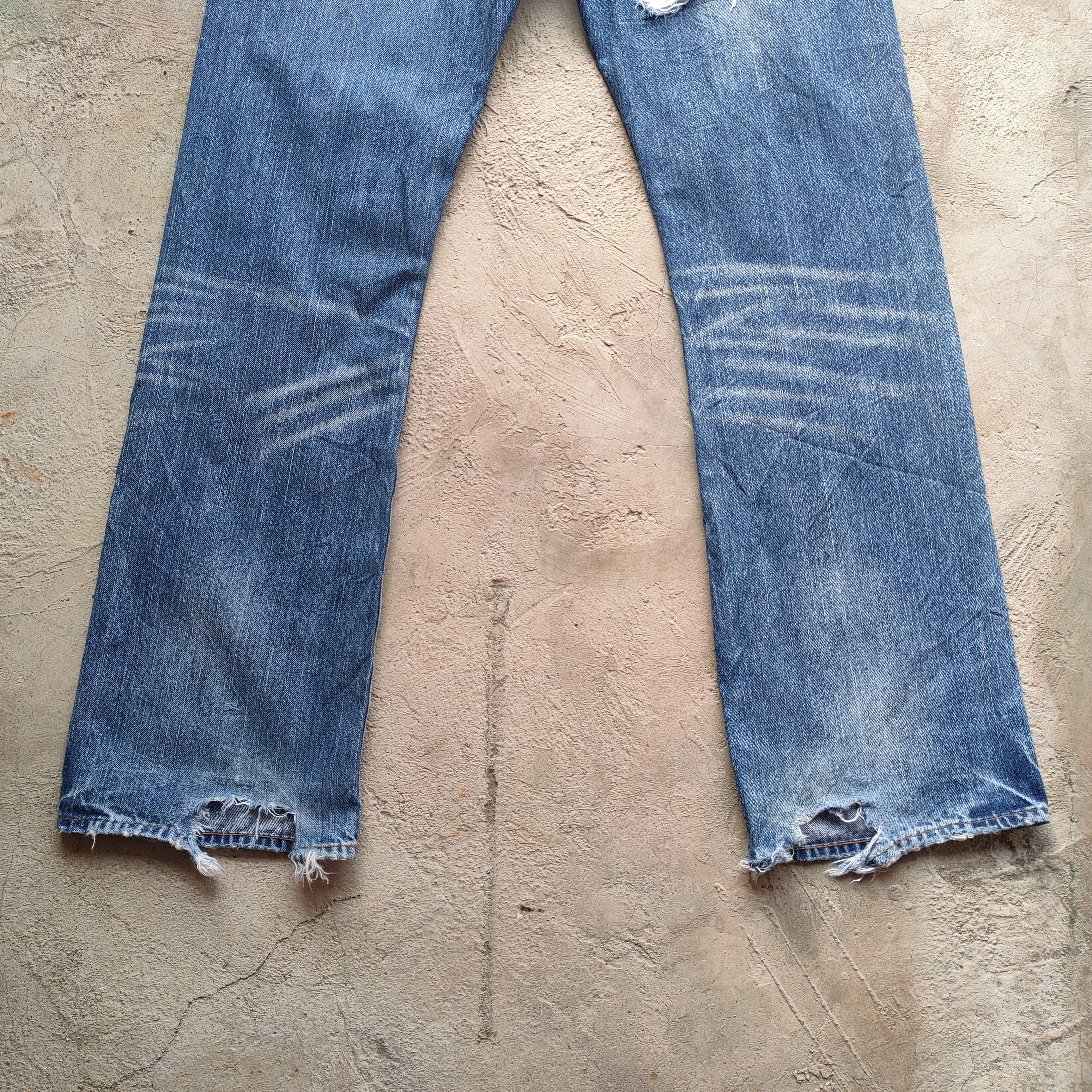 Japanese Brand # VINTAGE JAPANESE FLARE SELVEGE FADED RIPPEP DENIM PANTS Size US 34 / EU 50 - 11 Thumbnail