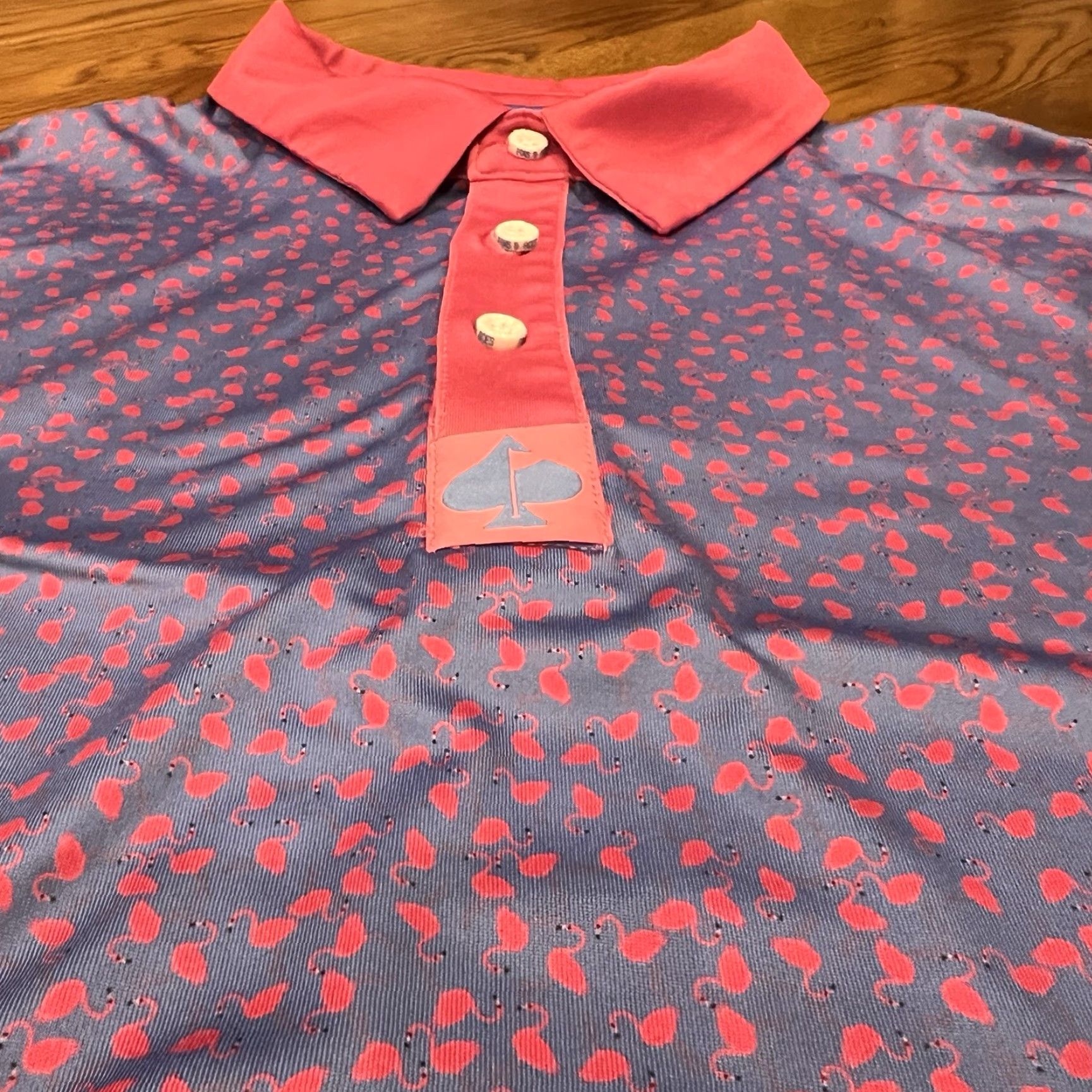 Vintage Pins & Aces Polo Shirt Mens XXL Pink Flamingo Short Sleeve Golf Performance Size US XXL / EU 58 / 5 - 3 Thumbnail