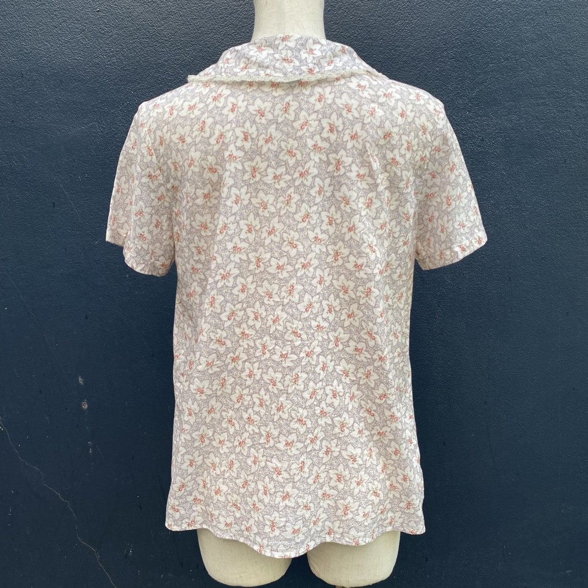 Frapbois FRAPBOIS Cream Floral Peter Pan Blouse Size M / US 6-8 / IT 42-44 - 13 Thumbnail