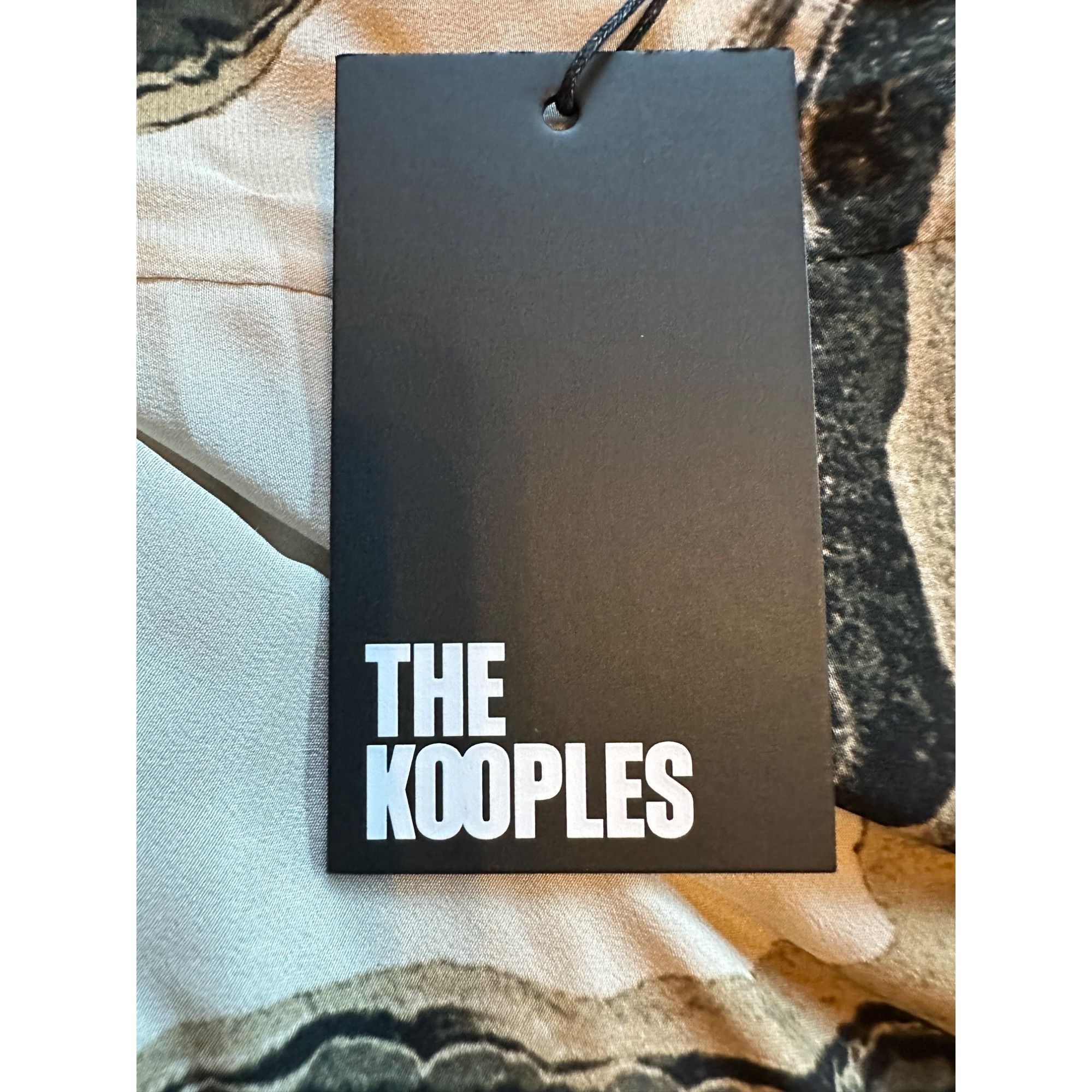 The Kooples The Kooples Womens Short Printed Silk Dress Beige Brown Size Size M / US 6-8 / IT 42-44 - 9 Thumbnail