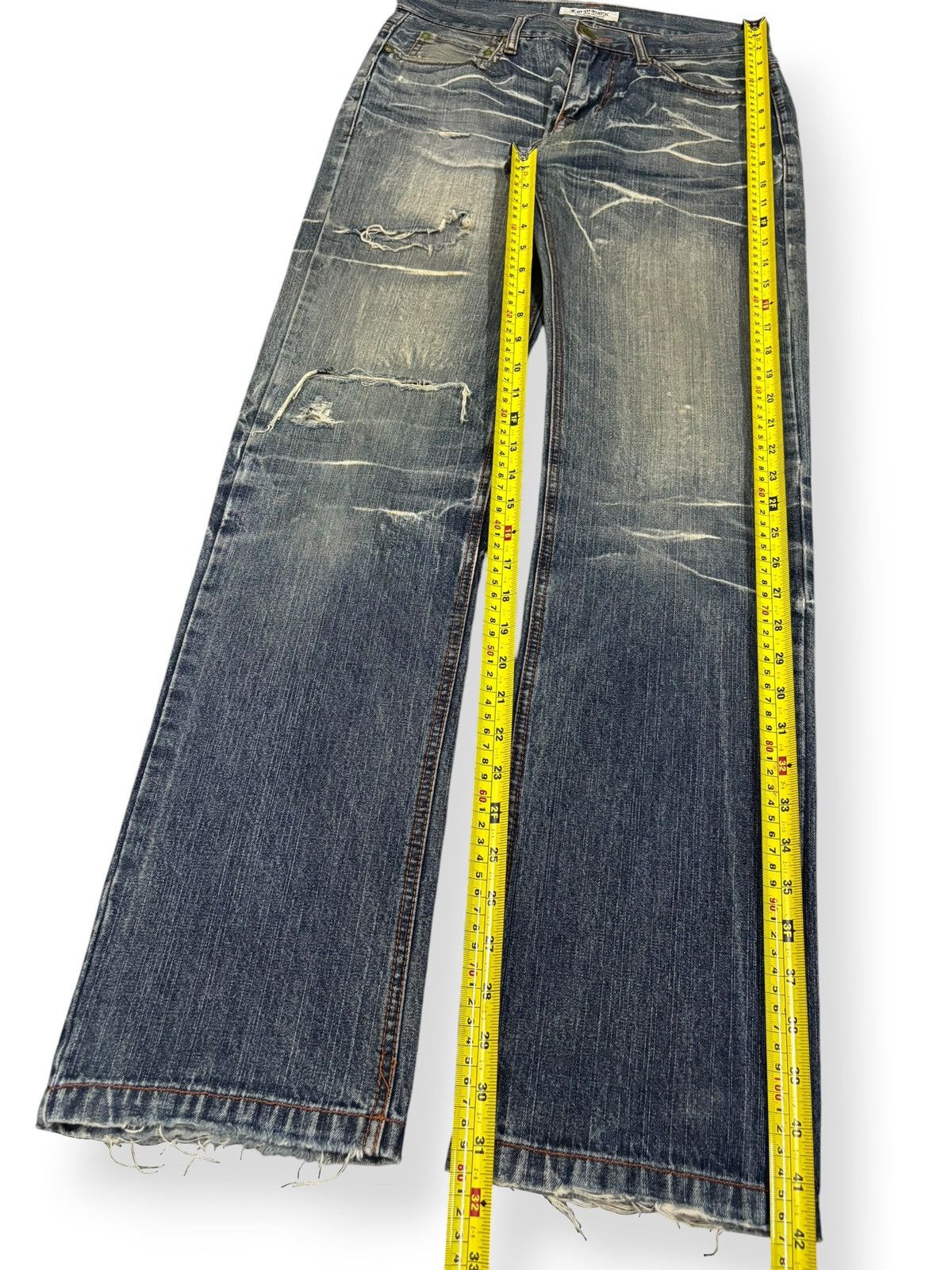 14th Addiction Vintage Lowbox Whiskers Mud Wash Distressed Grunge Jeans Size US 30 / EU 46 - 12 Thumbnail