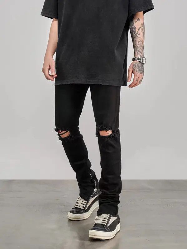 Japanese Brand VIBE Classic ripped zipper high street style jeans Size US 35 - 8 Thumbnail
