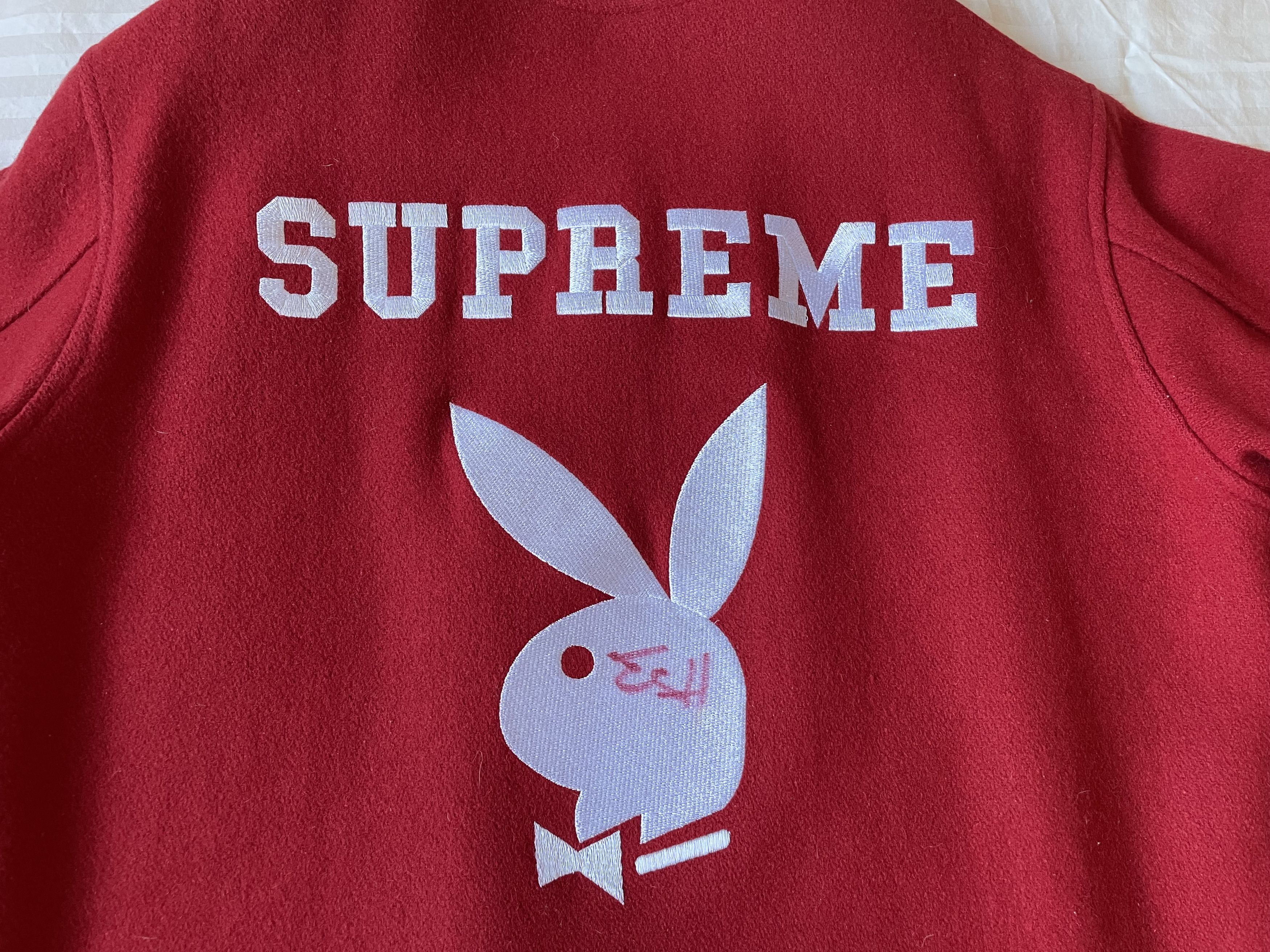 Playboy × Supreme × Travis Scott Supreme x Playboy Varsity Jacket (SIGNED BY TRAVIS SCOTT) Size US L / EU 52-54 / 3 - 3 Thumbnail