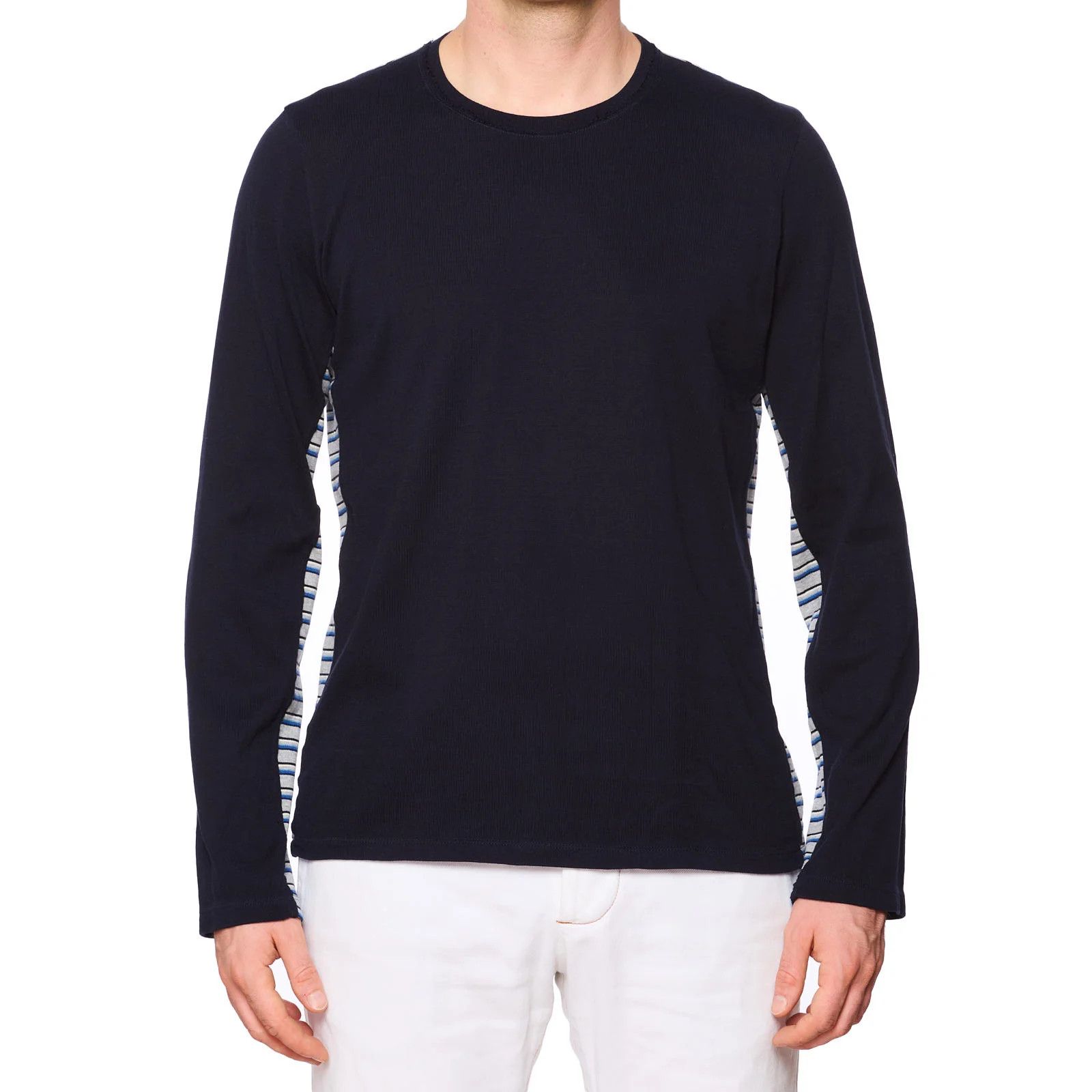 Dolce & Gabbana DOLCE & GABBANA Blue Striped Cotton Sweater EU 50 US M Size US M / EU 48-50 / 2 - 1 Thumbnail