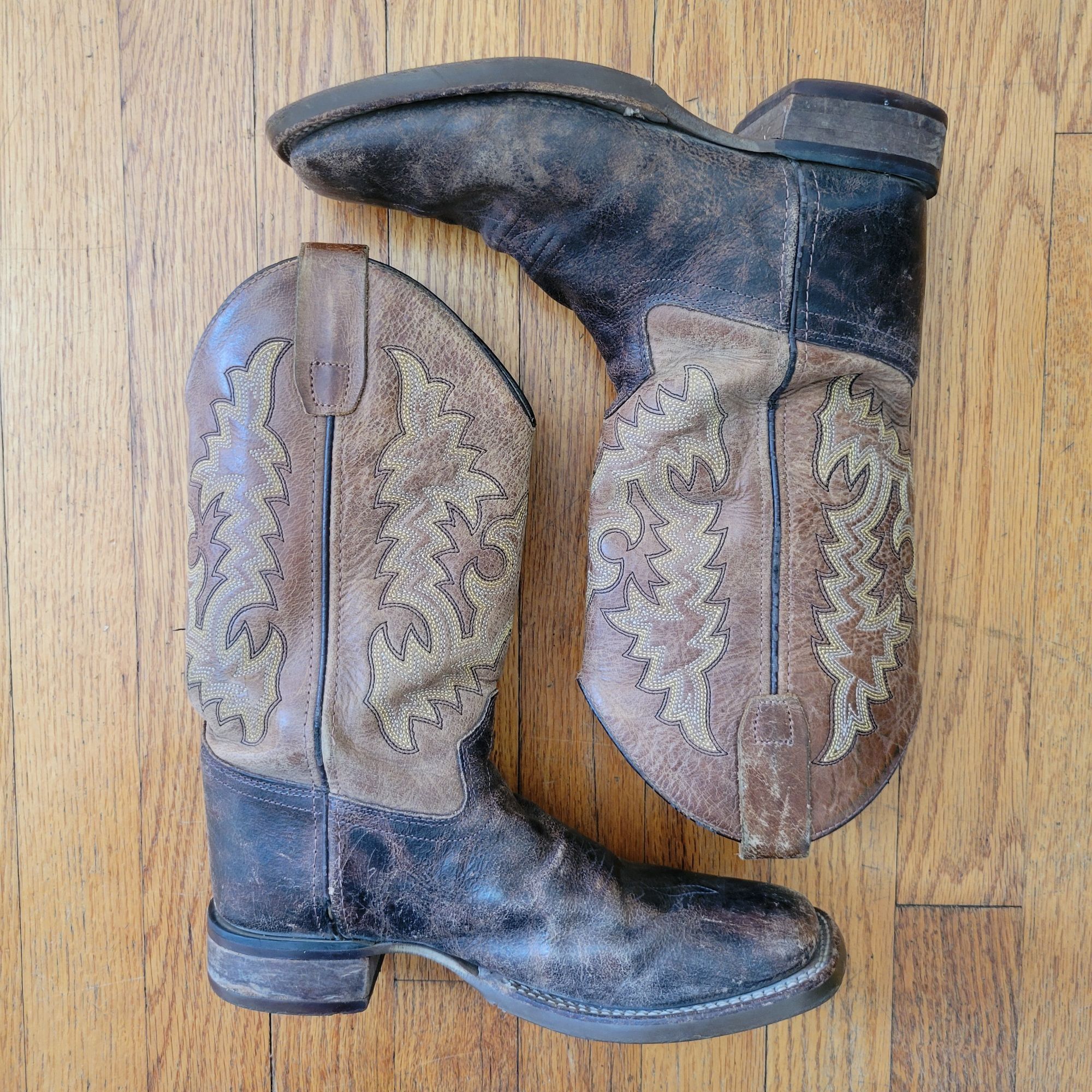 Other Old West Leather Cowboy Boots 5D Square Toe Western Grunge Size US 6.5 / IT 36.5 - 1 Thumbnail