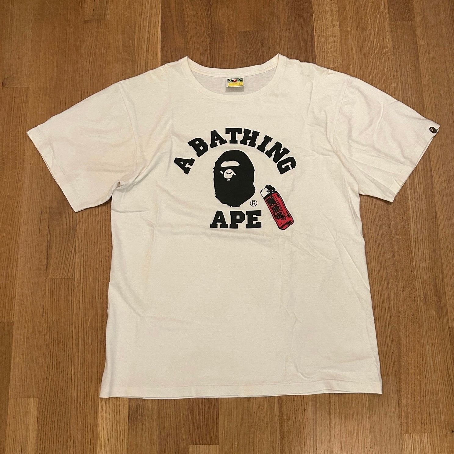 Bape Bape College Logo Lighter Tee White Size US XL / EU 56 / 4 - 1 Thumbnail