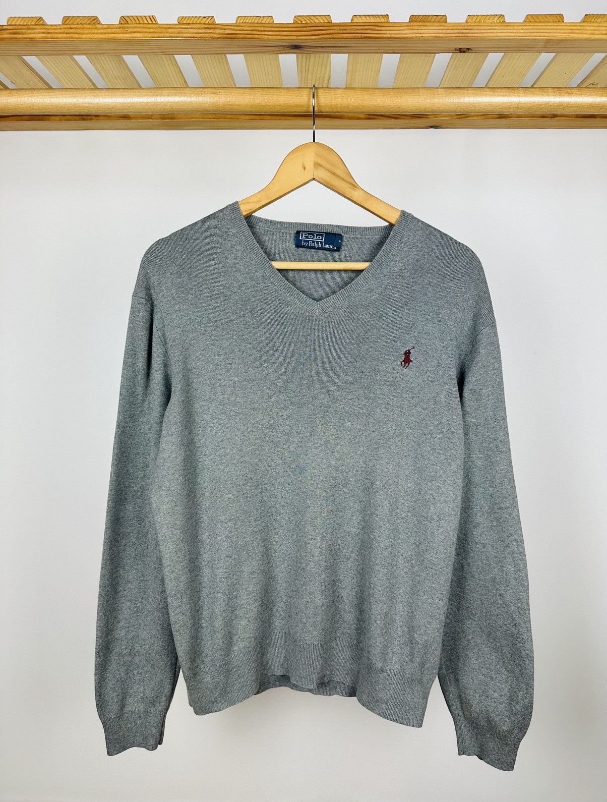 Polo Ralph Lauren Vintage POLO RALPH LAUREN Grey Sweater V-Neck Size L Size US M / EU 48-50 / 2 - 1 Thumbnail