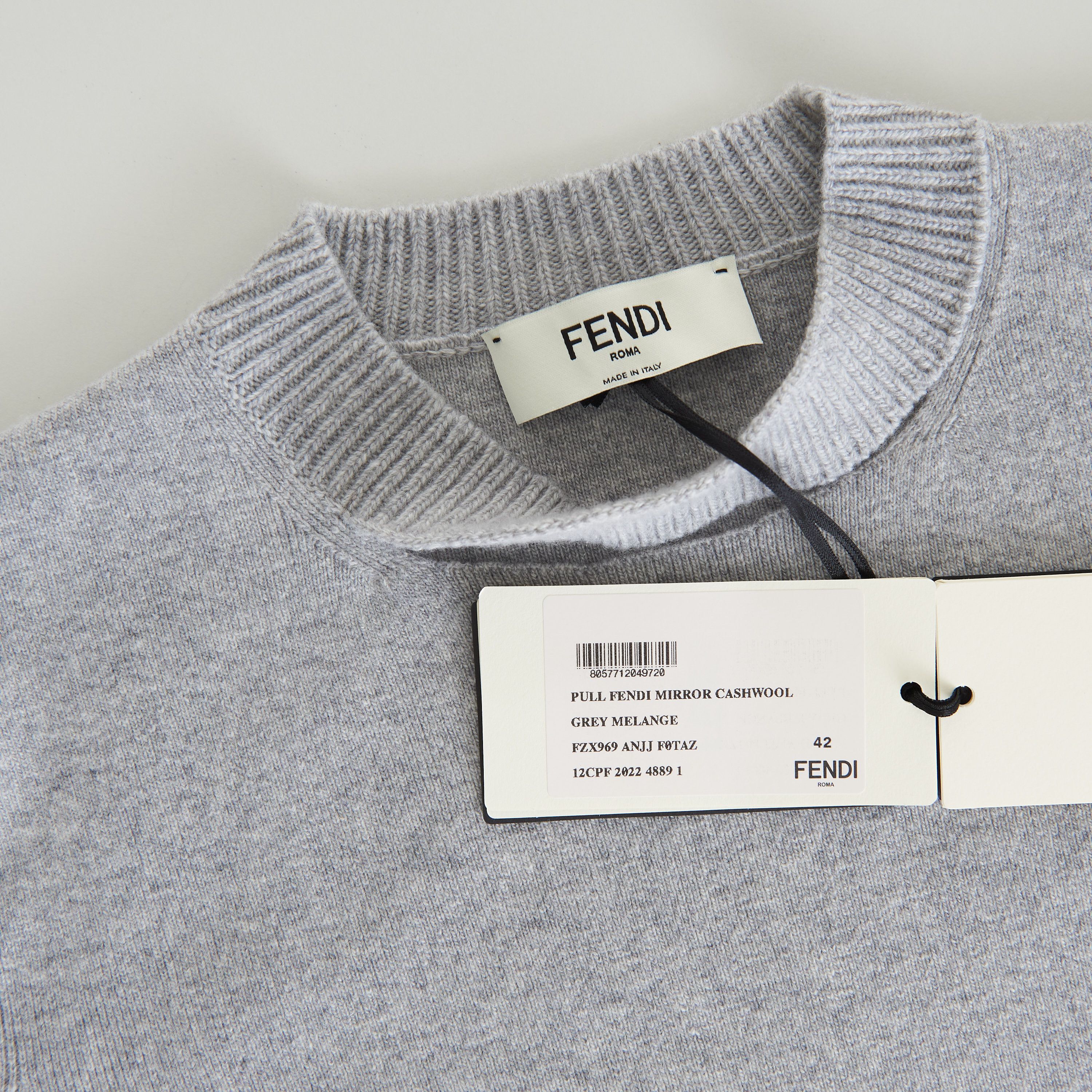 Fendi Grey Cashmere & Wool Sweater - Fendi Mirror Logo Motif Size M / US 6-8 / IT 42-44 - 11 Thumbnail