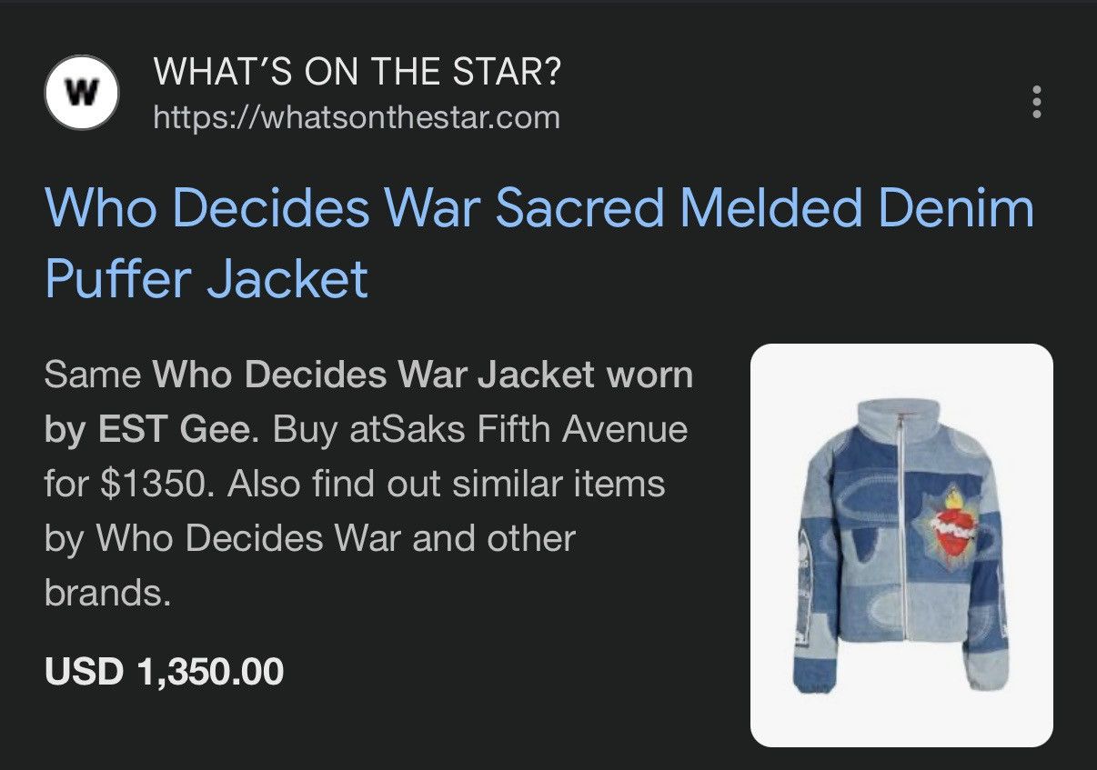 Who Decides War Who Decides War Puffer Jacket Size US L / EU 52-54 / 3 - 7 Thumbnail