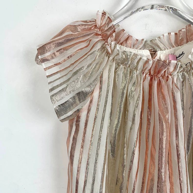 Celine Colorful Striped Cotton Dress With Gold Threads Size 34" / US 12 / IT 48 - 3 Thumbnail