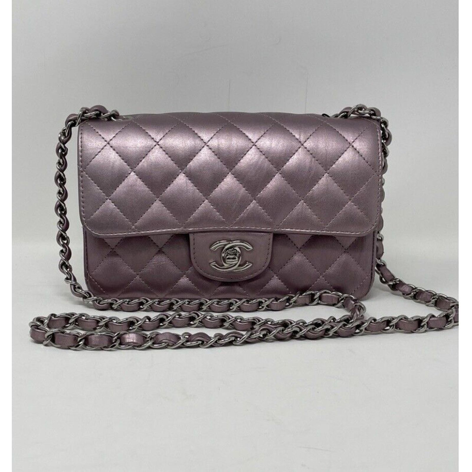 Chanel Mini Rectangular Classic Purple Iridescent Calfskin Flap Size ONE SIZE - 13 Thumbnail