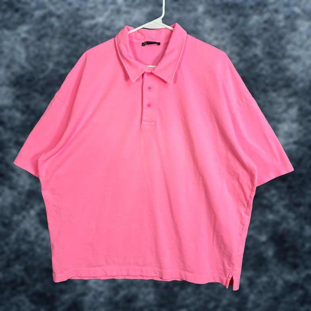 Zara Zara Shirt Mens L / XL Pink Oversized Polo Shirt 100% Cotton Short Sleeve Size US L / EU 52-54 / 3 - 1 Thumbnail