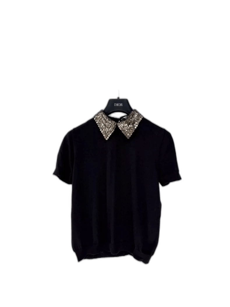 Dior Dior Beaded Collar Cashmere Silk Knit Top Size S / US 4 / IT 40 - 1 Thumbnail