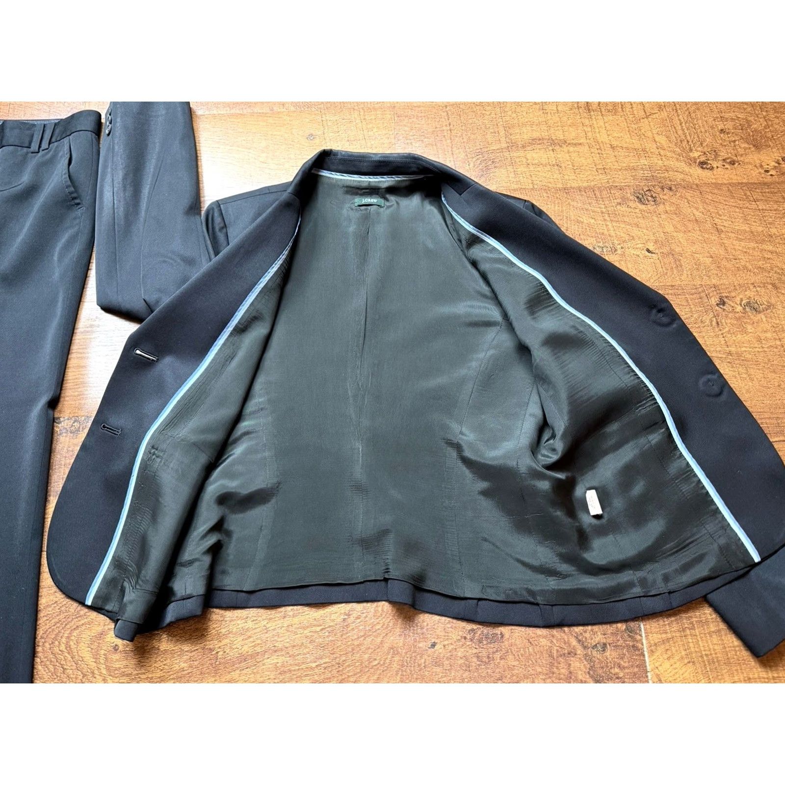 J.Crew J. Crew Pant Suit Womens City Fit Wool Blazer Wide Leg Office Lined Black 6 Suit Set Womens Size 28" / US 6 / IT 42 - 7 Thumbnail