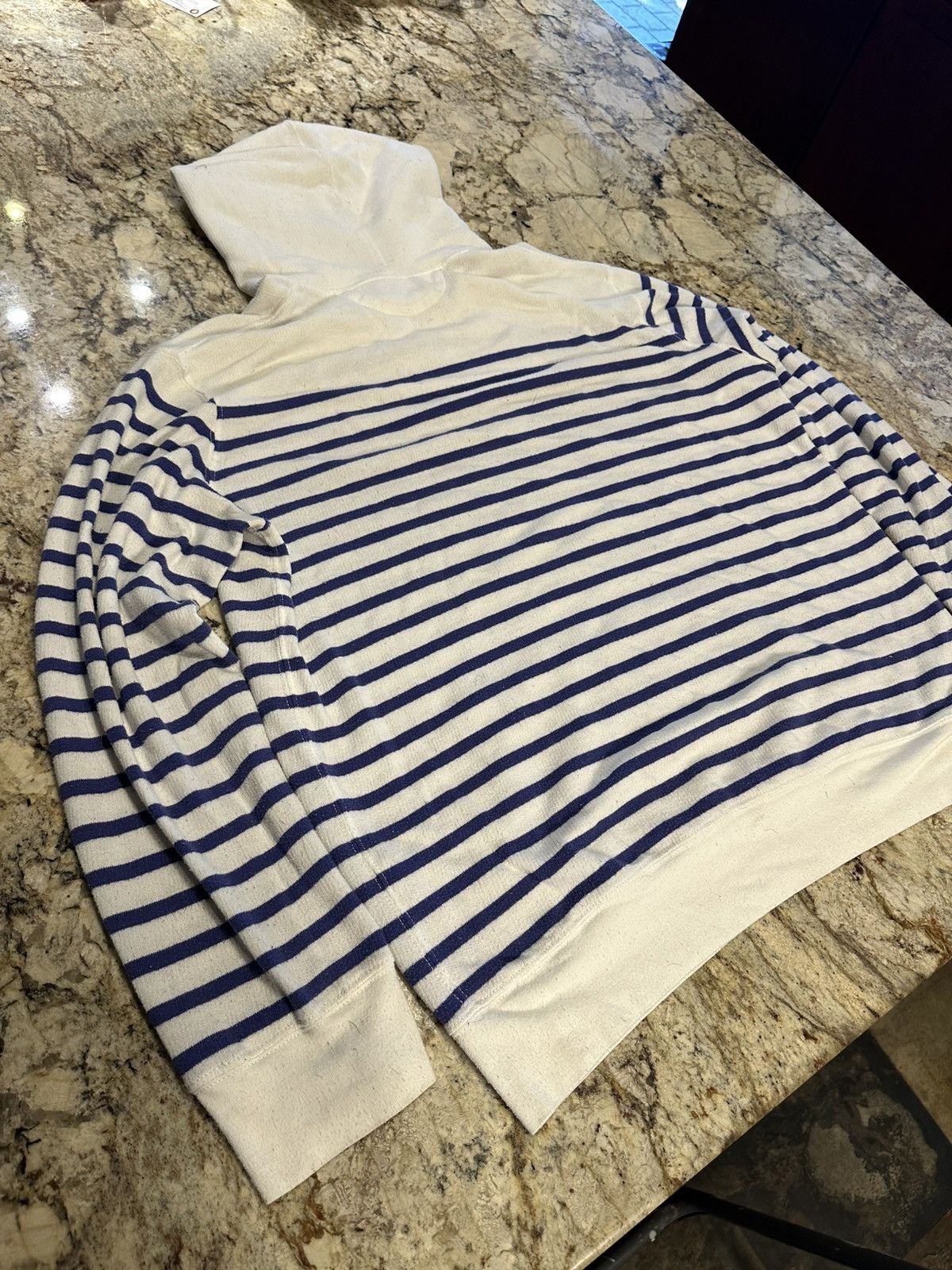 Polo Ralph Lauren × Vintage Polo Ralph Lauren Striped hoodie White and Blue Size US XL / EU 56 / 4 - 8 Thumbnail