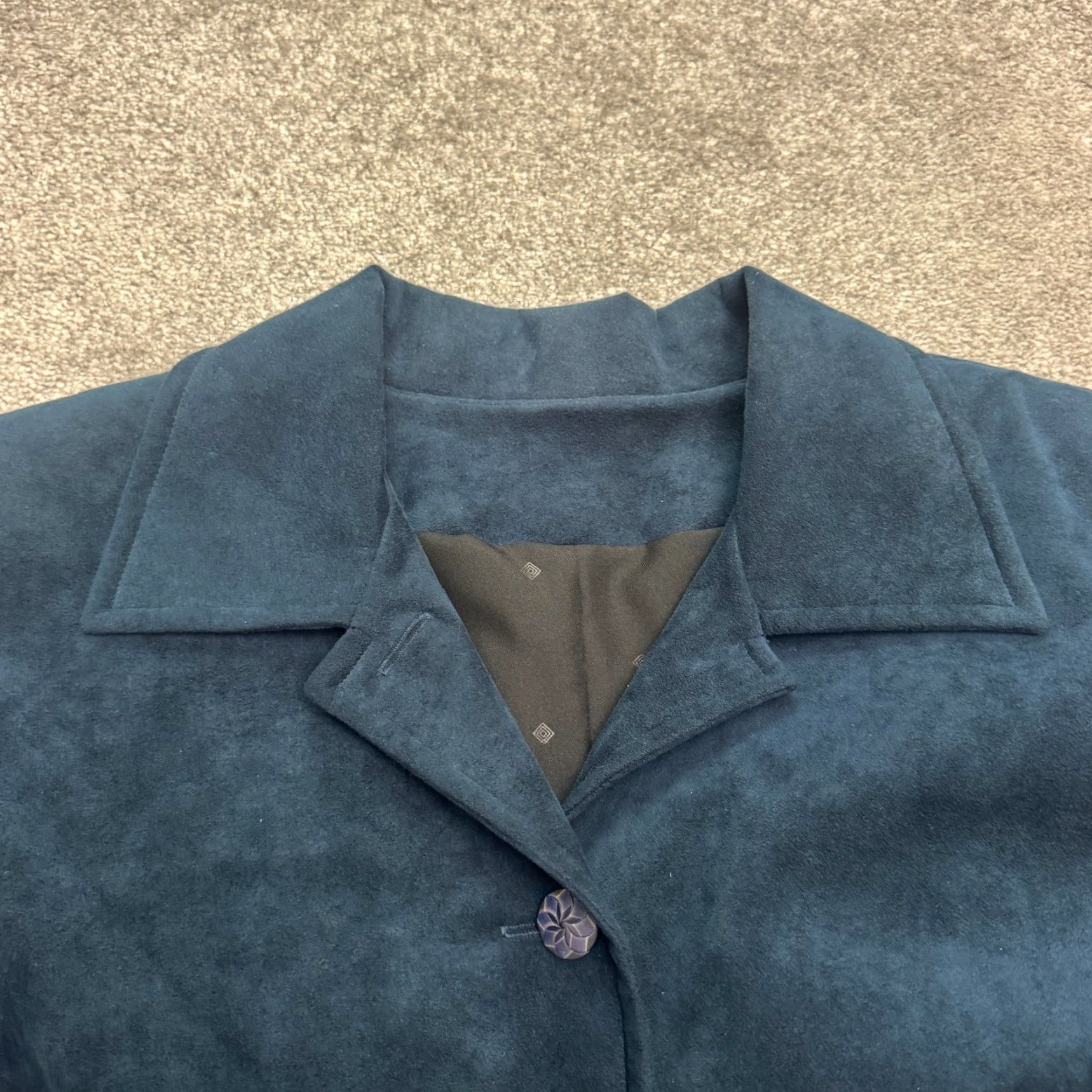 Vintage Unbranded Blazer Jacket Womens 2X Navy Blue Lightweight Long Sleeve Button Up Solid Blended Fabric Casual, Workwear, Travel Womens Menopause? Size XXL / US 16-18 / IT 52-54 - 4 Thumbnail