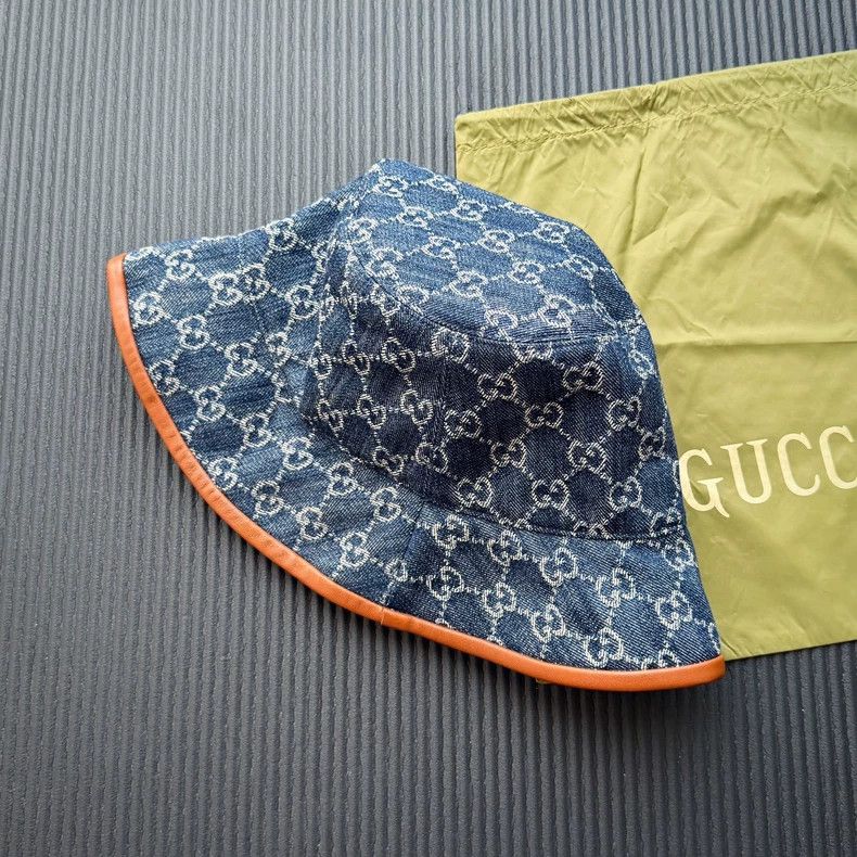 Gucci Gucci SizeL Old flower fabric denim cotton hat Size ONE SIZE - 8 Thumbnail