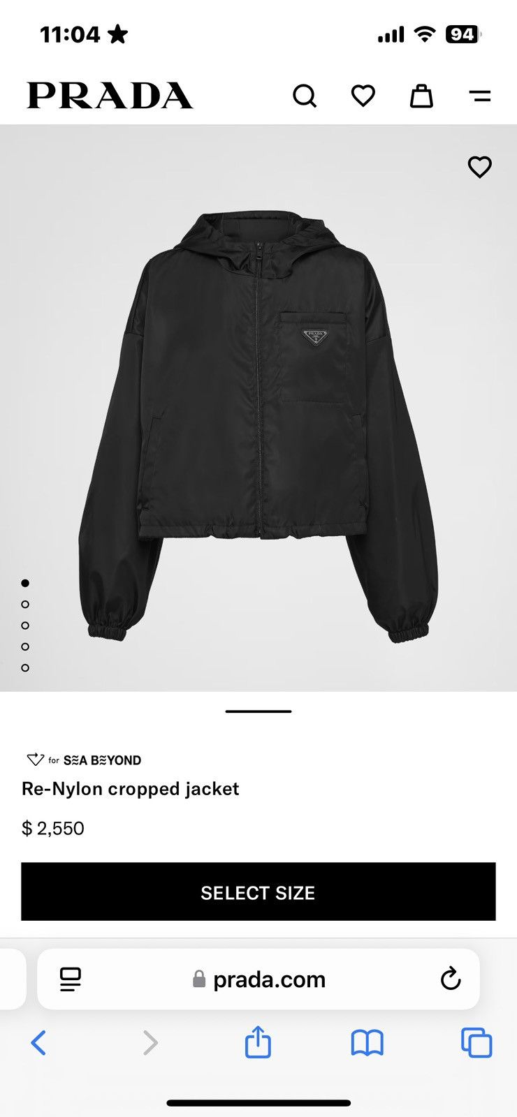 Prada prada black re-nylon cropped jacket Size S / US 4 / IT 40 - 6 Thumbnail