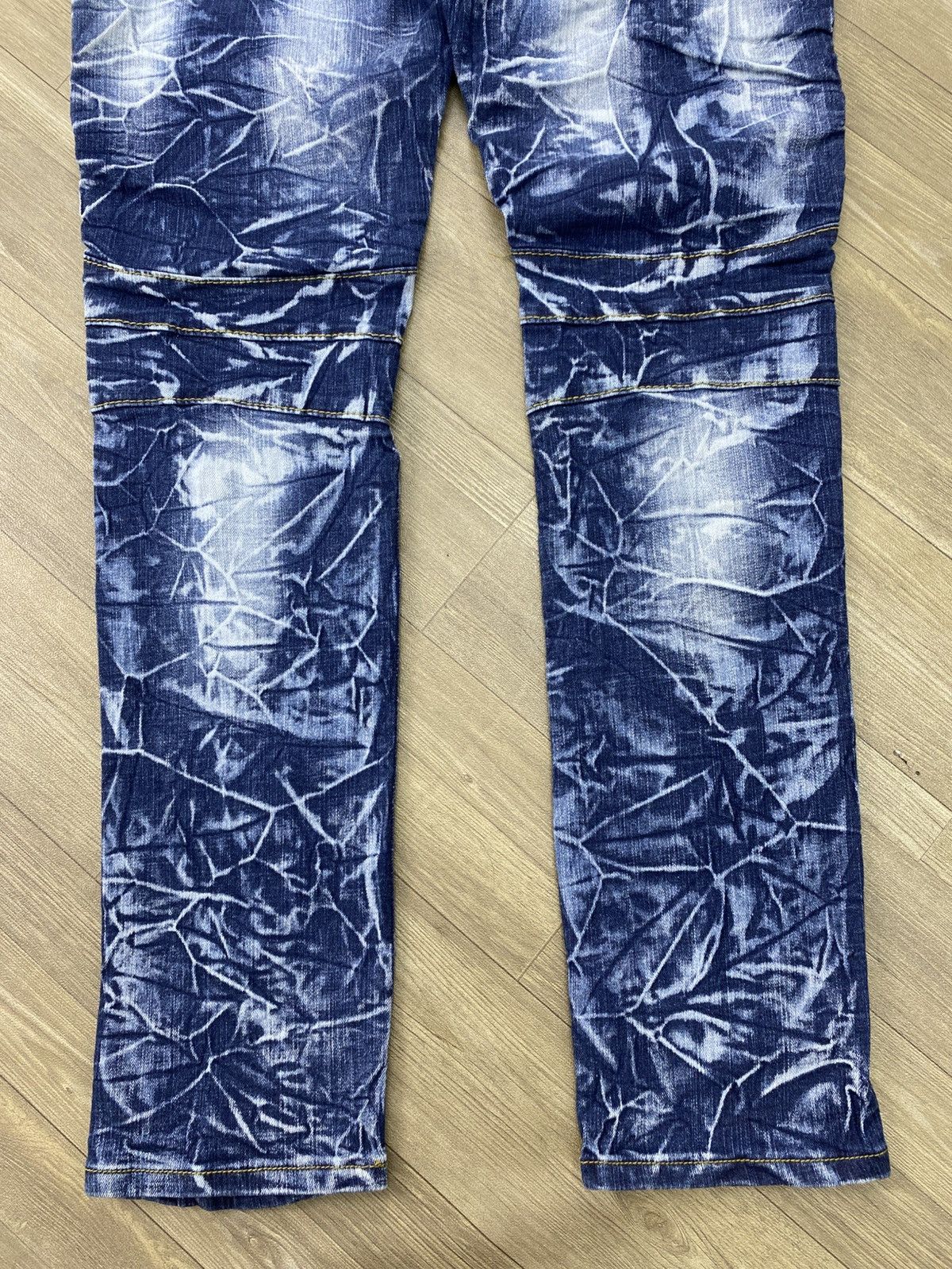 Japanese Brand Japanese Acid Wash Blue Balmain Style Bikers Pants Size US 34 / EU 50 - 13 Thumbnail