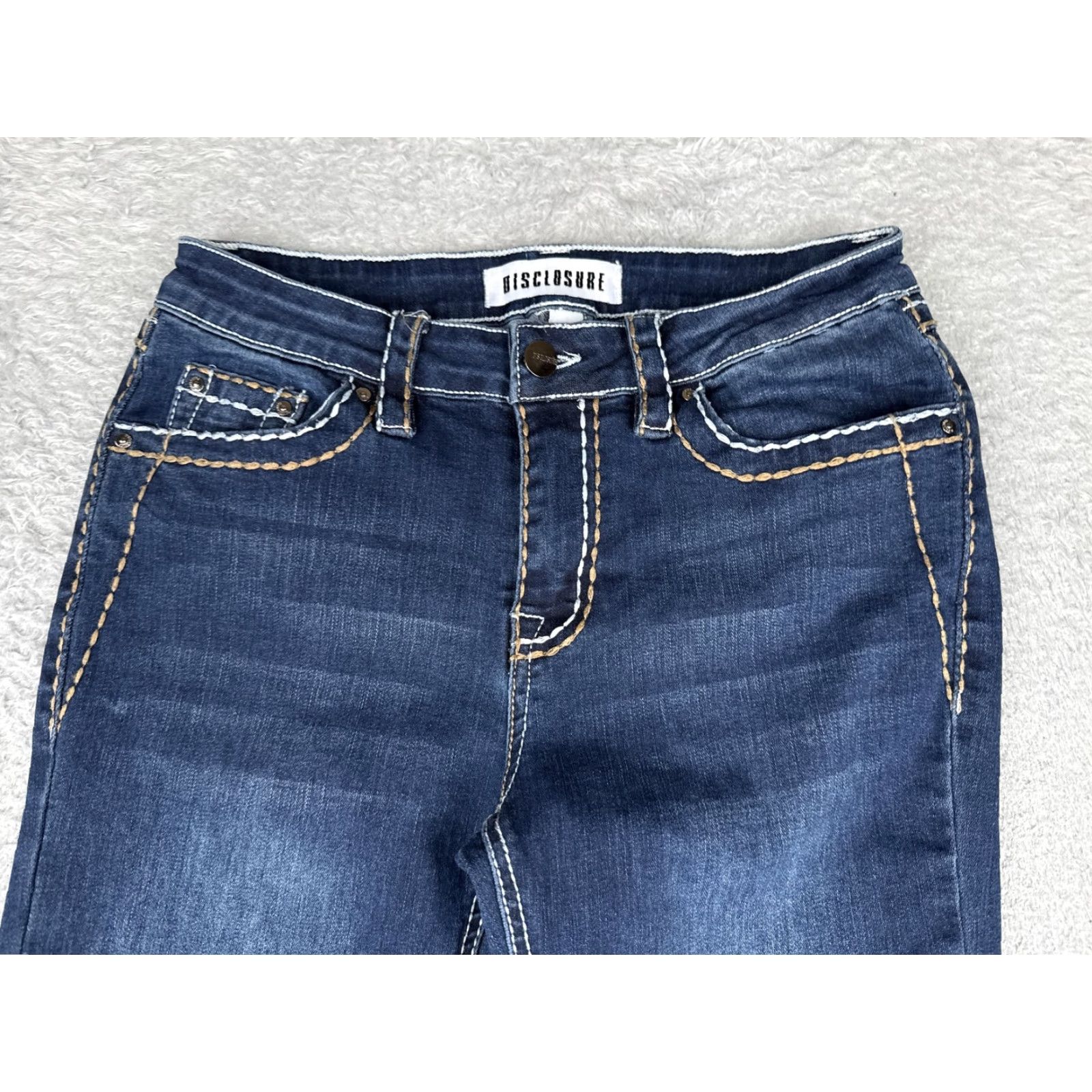 Vintage Disclosure Bootcut Jeans Juniors 7/28 Blue Medium Wash Low Rise Stretch 26x29 Size 28" / US 6 / IT 42 - 4 Thumbnail