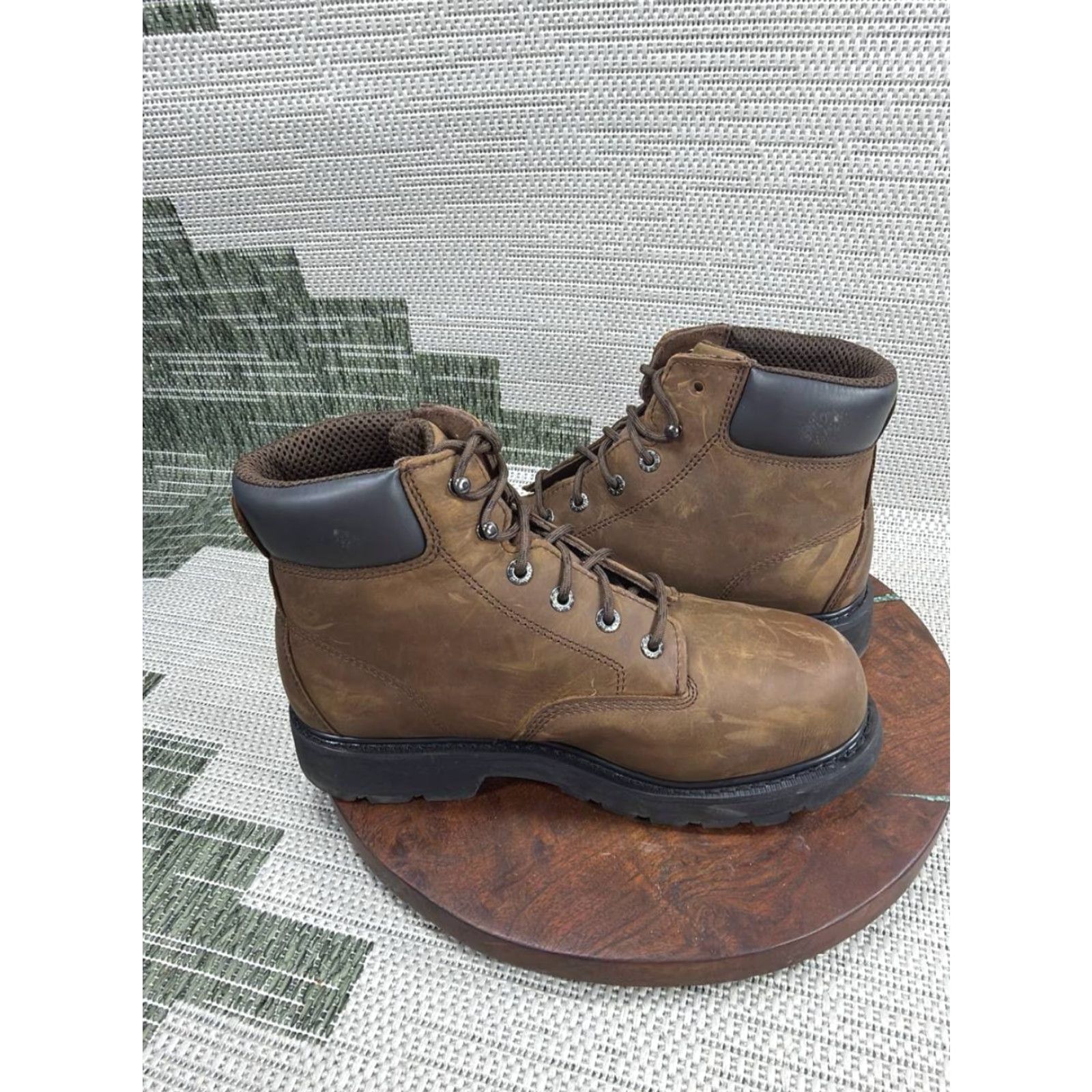 Vintage Wolverine Mens Work Boot Extra Wide 11 Brown Leather McKay Steel Toe Ankle Shoe Size US 11 / EU 44 - 4 Thumbnail