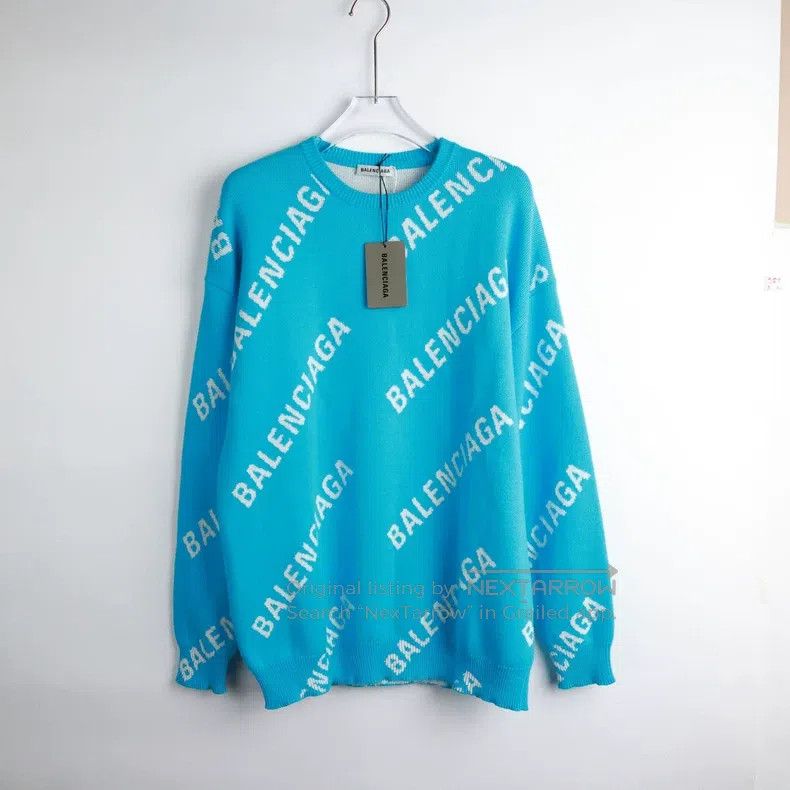 Balenciaga Balenciaga Full Logo Pattern Round Neck Sweater Size S / US 4 / IT 40 - 1 Thumbnail