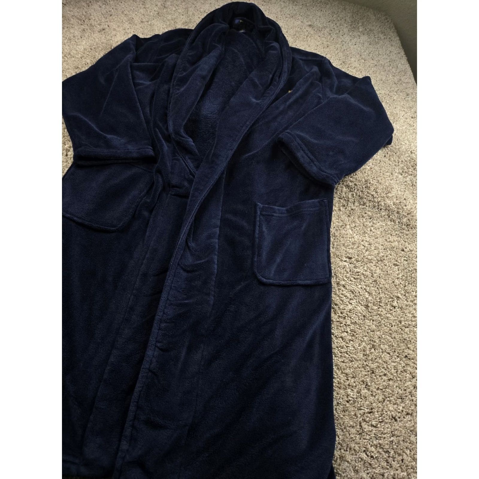 Polo Ralph Lauren Polo Ralph Lauren Robe S/M Mens Blue Microfiber Plush Pockets Long Sleeve Belted Navy/Blue Size US S / EU 44-46 / 1 - 2 Thumbnail