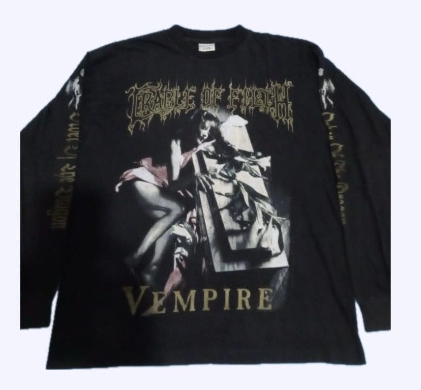 Image of Band Tees x Vintage Cradle Of Filth Vempire Long Sleeve Shirt in Black, Men's (Size XL)