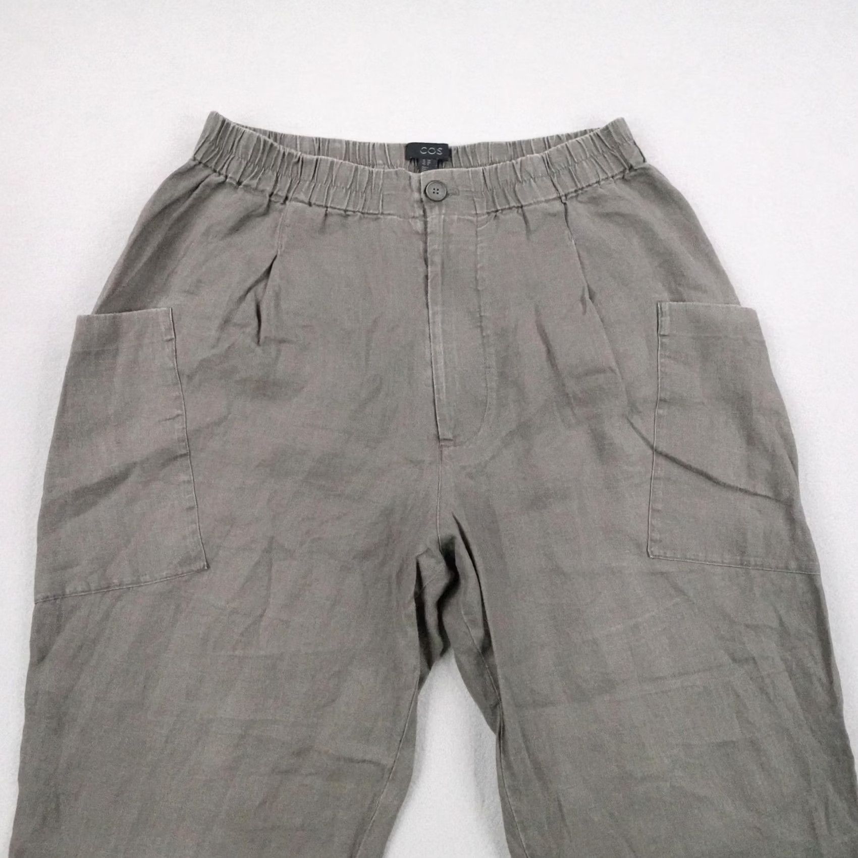 Cos COS Pants Mens 36R Green True Hemp Baggy Loose Wide Leg Tapered Cropped Relaxed Size US 36 / EU 52 - 2 Thumbnail