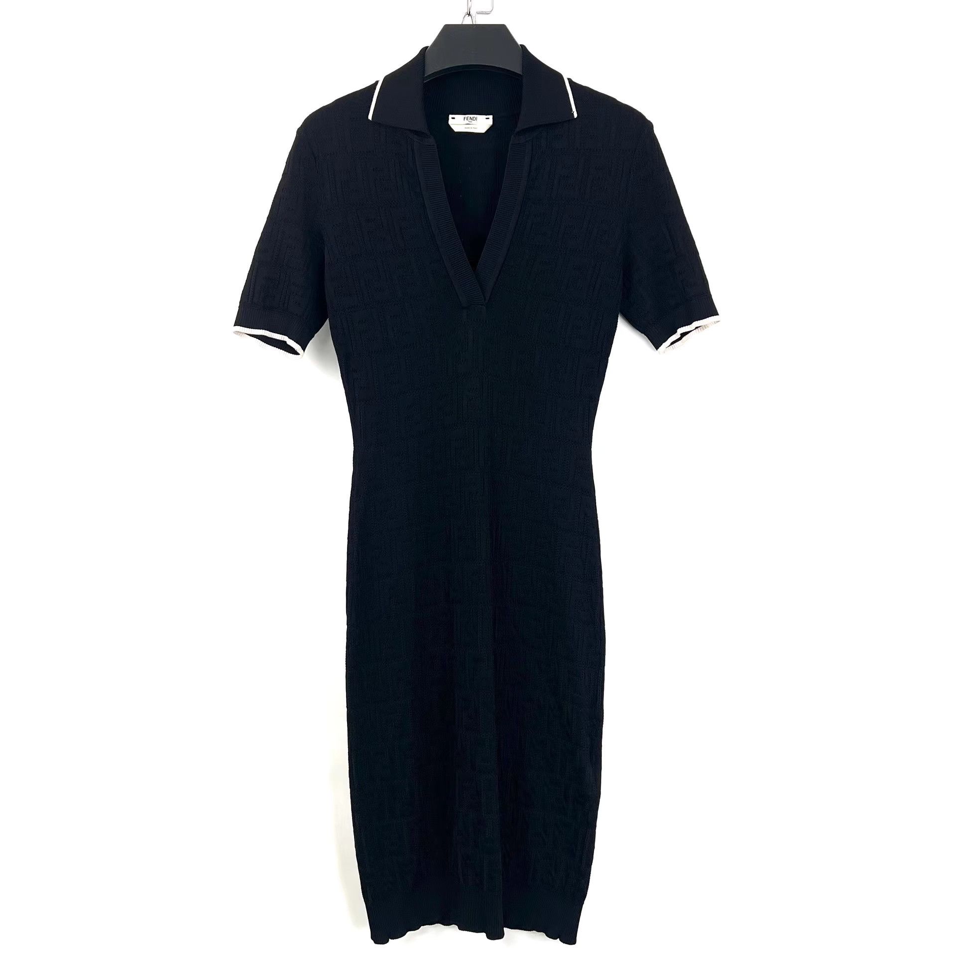 Fendi Fendi Black FF All-Over Print Cutout Knit Dress K12 Size XS / US 0-2 / IT 36-38 - 1 Thumbnail