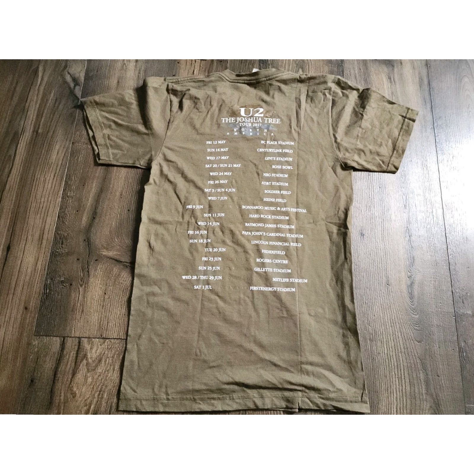 American Apparel U2 Joshua Tree Tour 2017 Concert Band T Shirt Double Sided S Unisex Adults Olive Green Cotton American Apparel Crew Neck Short Sleeve Vintage No Size US S / EU 44-46 / 1 - 2 Thumbnail