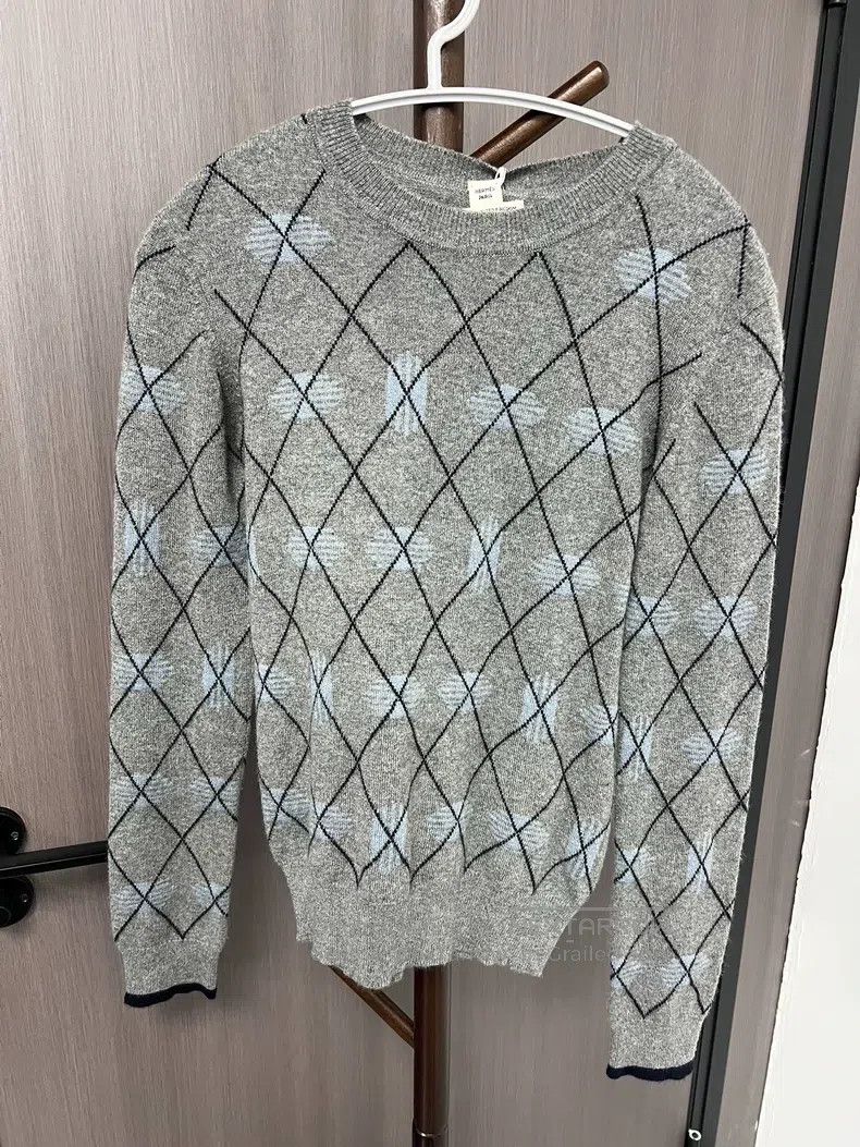 Hermes Hermes Gray diamond pattern cashmere sweater Size XS / US 0-2 / IT 36-38 - 1 Thumbnail