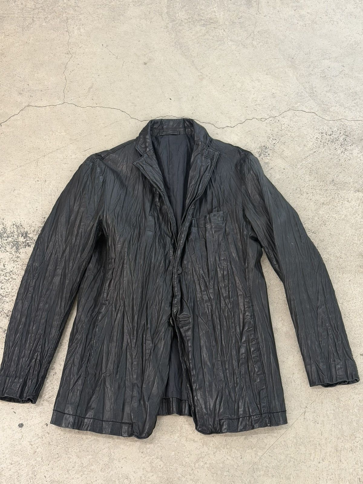 Homme Plisse Issey Miyake Issey Miyake Men Crinkled Horse Leather Blazer Jacket Size 3 Size US L / EU 52-54 / 3 - 3 Thumbnail