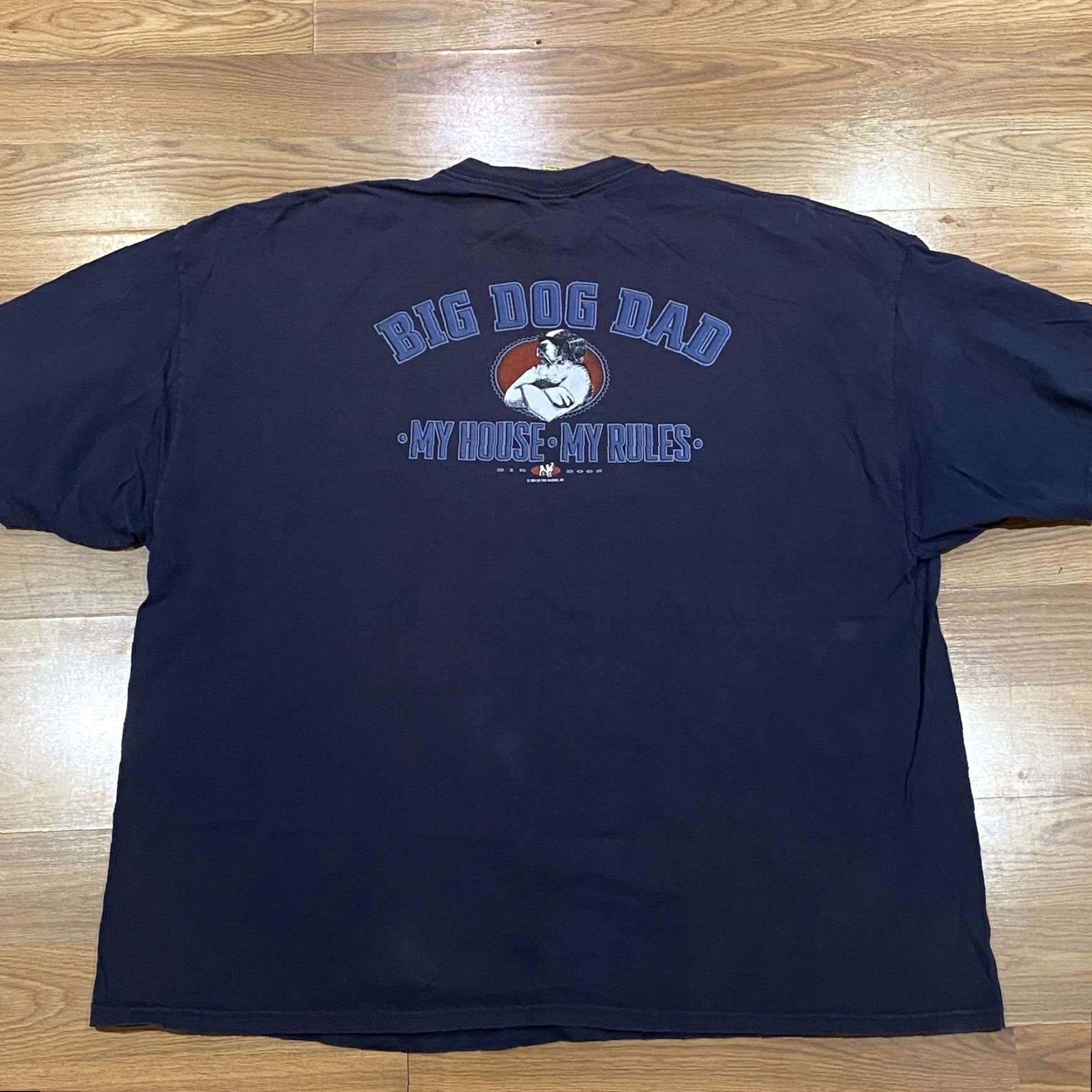 Big Dogs VINTAGE Big Dogs T-Shirt Mens 4XL Navy Blue Round Neck Short Sleeve Fish Logo 90s My House My Rules Big & Tall YuK 2004 Faded Worn Dad Size US XXL / EU 58 / 5 - 2 Thumbnail