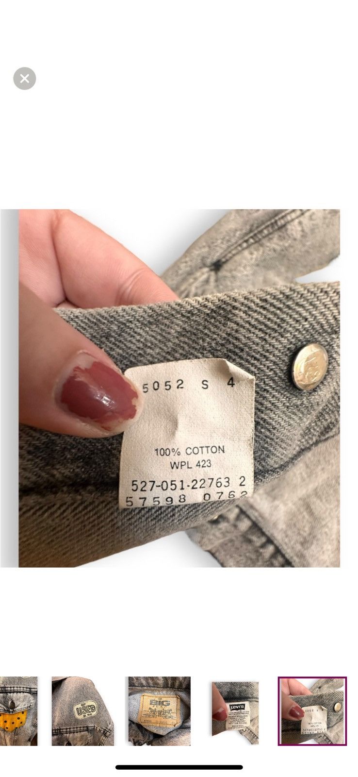 Levi's Women’s XL Vintage Levi’s Denim Jean Cropped Truckers Jacket Size XL / US 12-14 / IT 48-50 - 15 Thumbnail