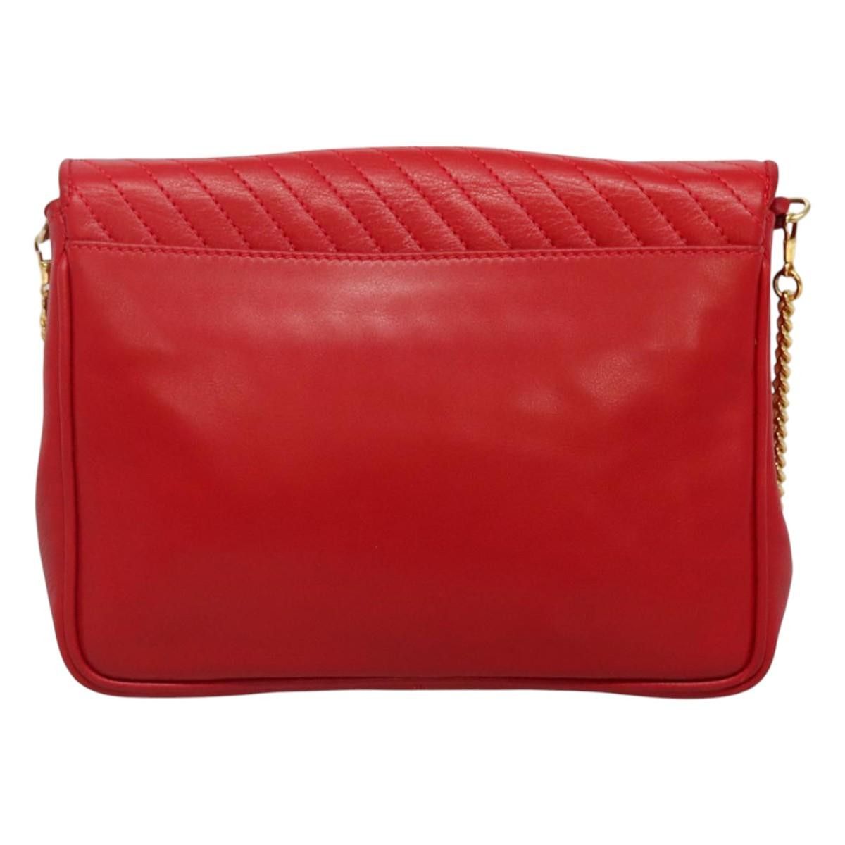 Celine CELINE Chain Shoulder Bag Leather Red Gold Size ONE SIZE - 3 Thumbnail